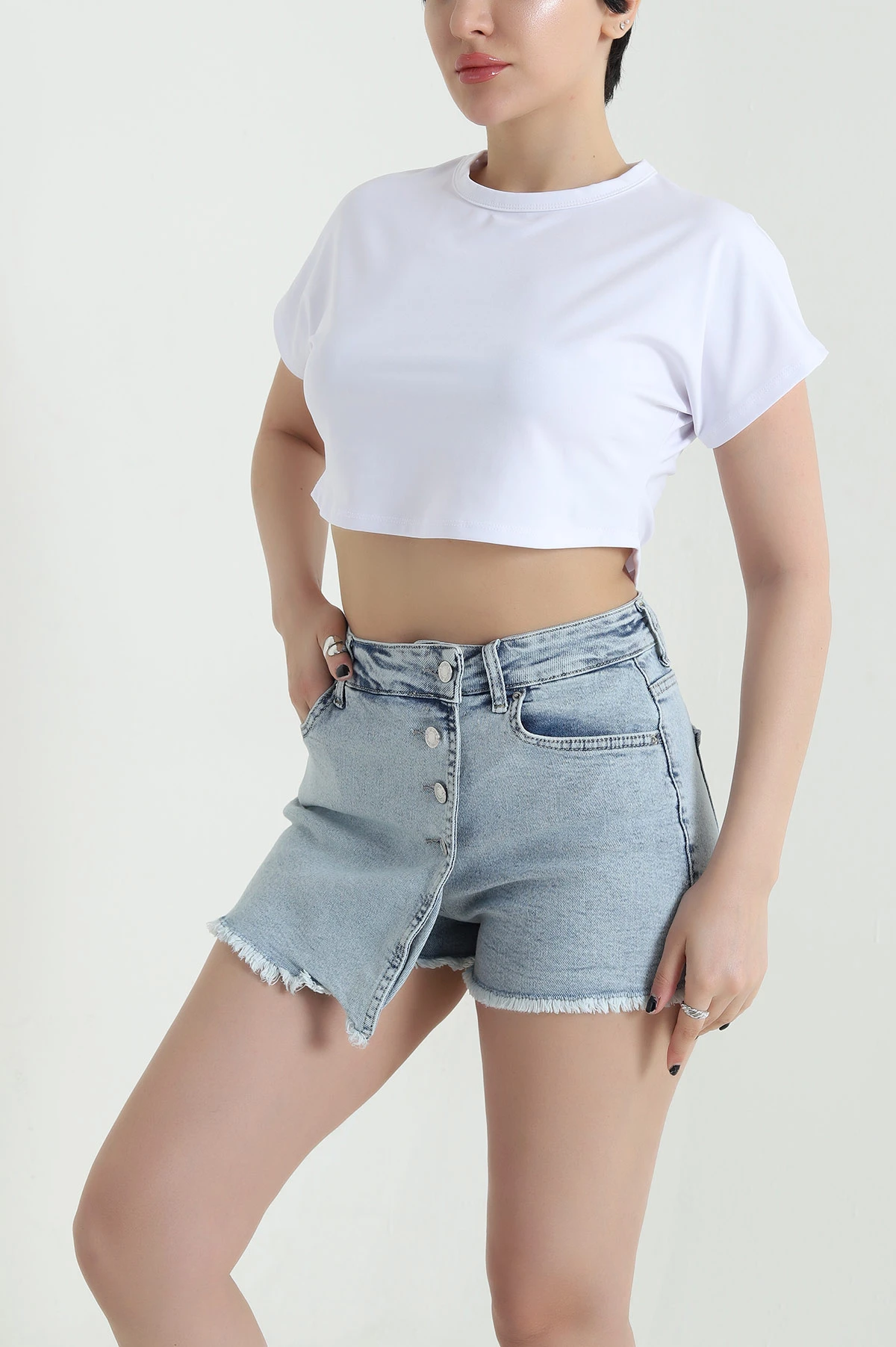 Beyaz Yarasa Kol Dalgıç Kadın Crop 456096