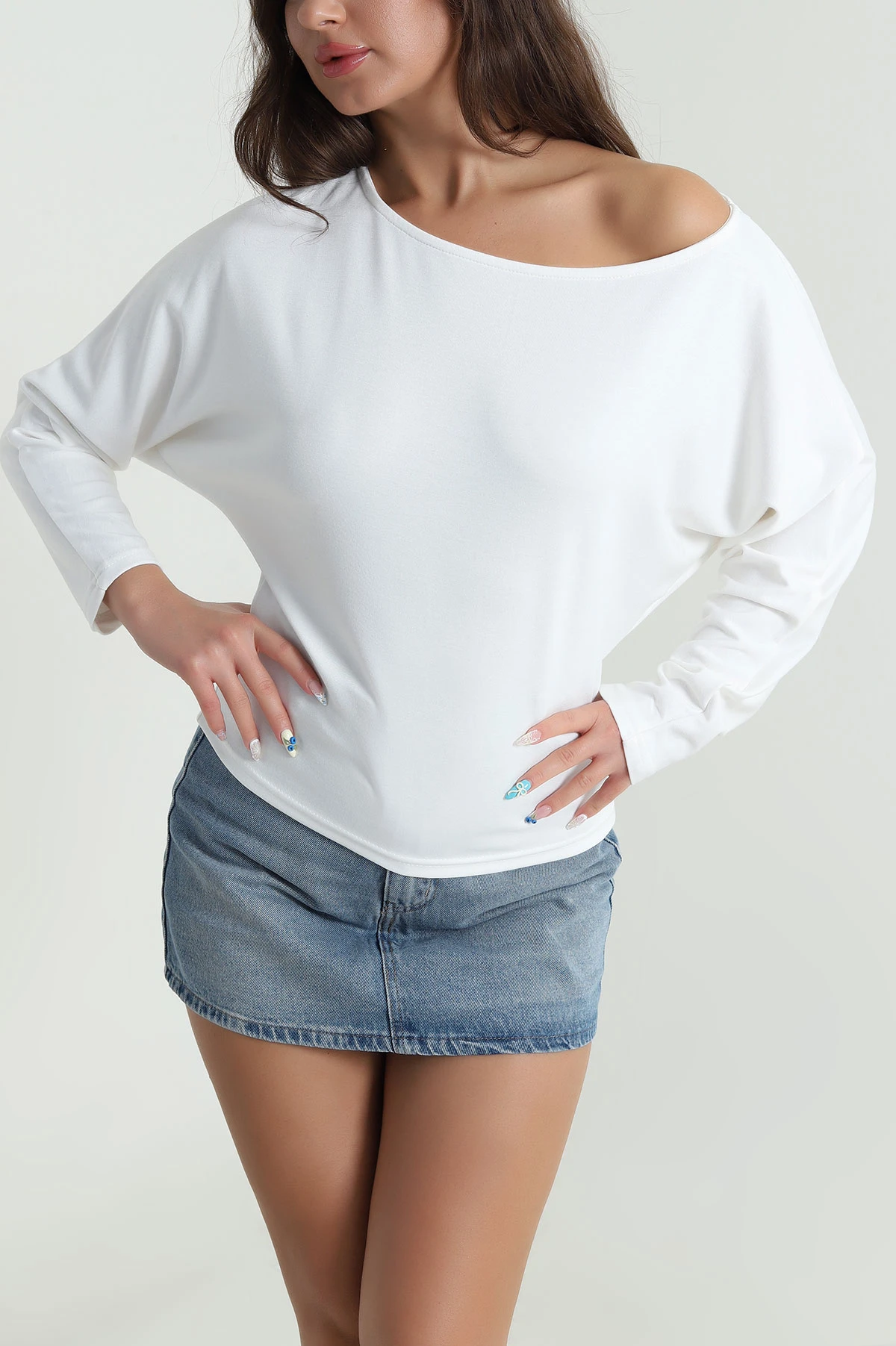 Beyaz Yarasa Kol Modal Kadın Bluz 483067