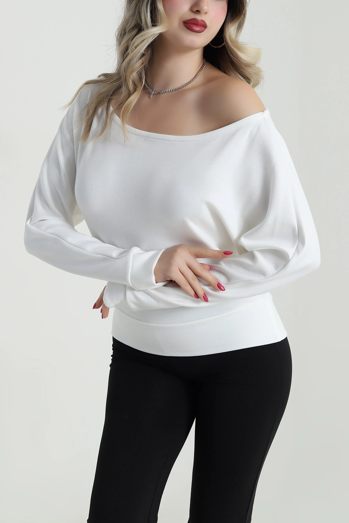 Beyaz Yarasa Kol Modal Kadın Bluz 491738