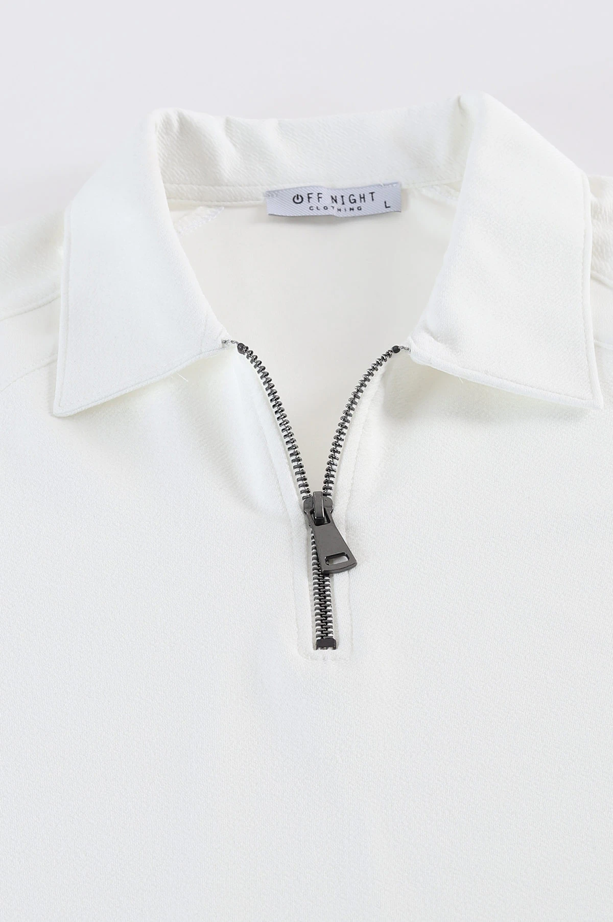 Beyaz Yarım Fermuarlı Polo Yaka Erkek Sweatshirt 397128