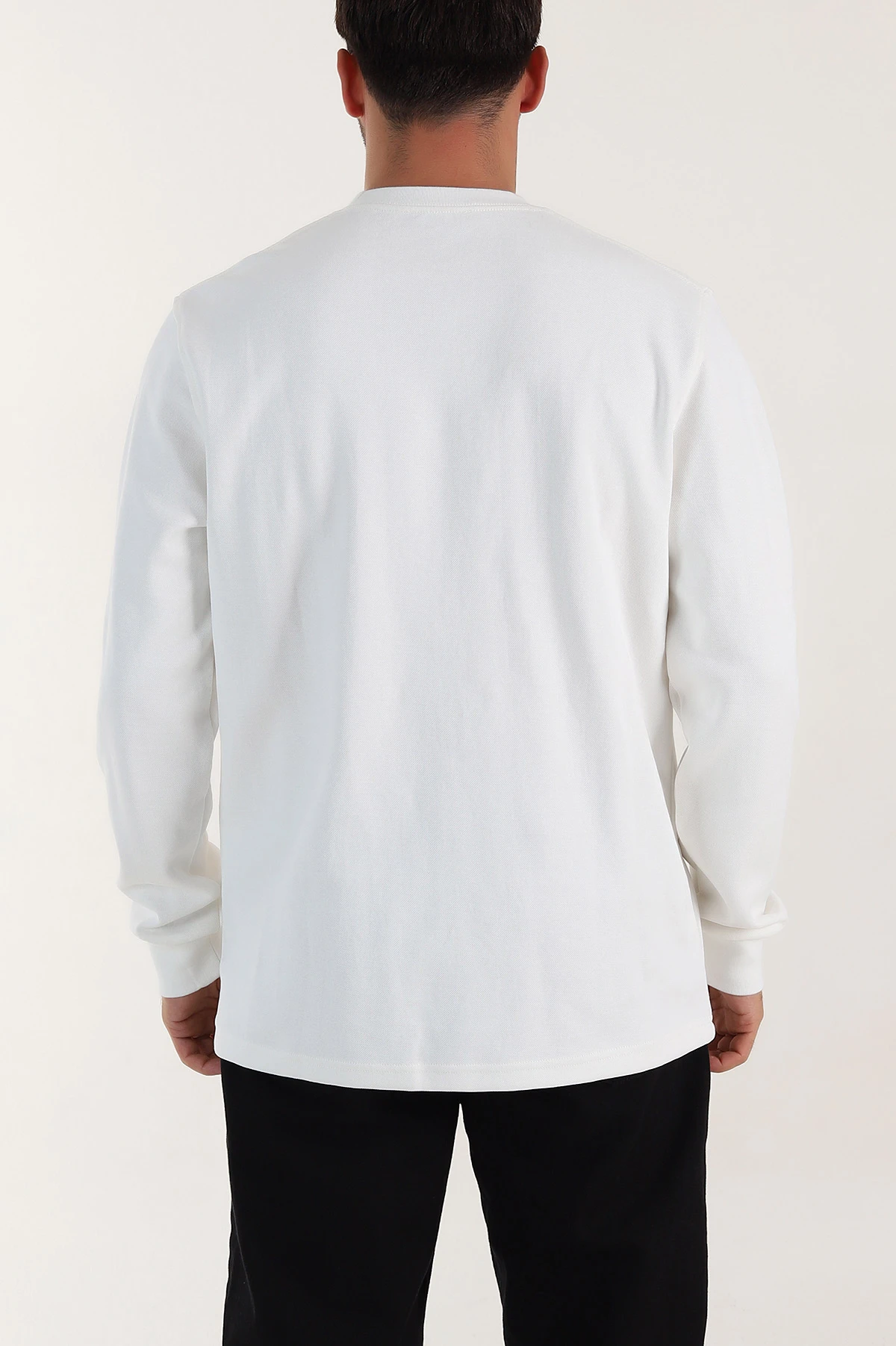 Beyaz Yazı Detaylı Bisiklet Yaka Erkek Sweatshirt 396911