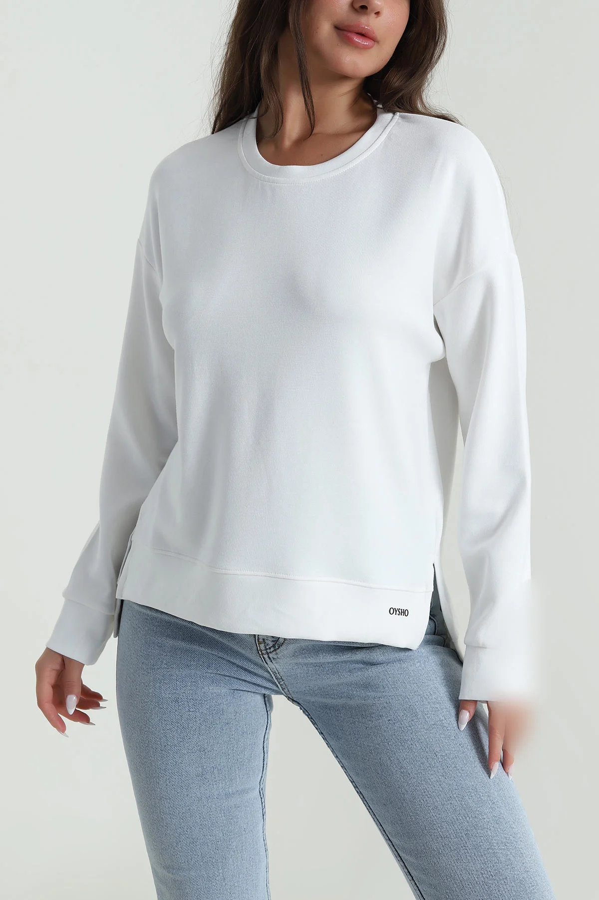 Beyaz Yırtmaçlı Oysho Kadın Sweat 486334