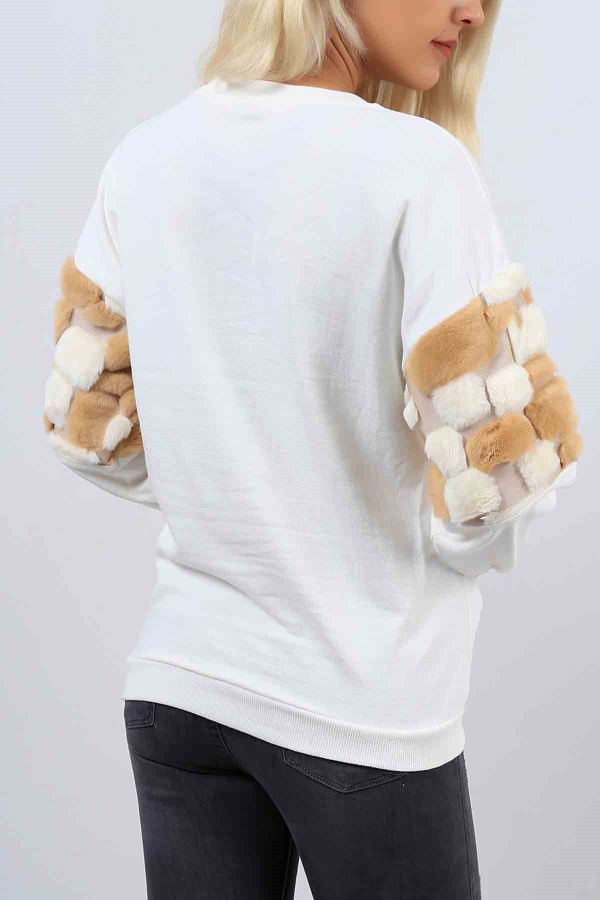 Bisiklet Yaka Kolları Peluş Sweat 4644B