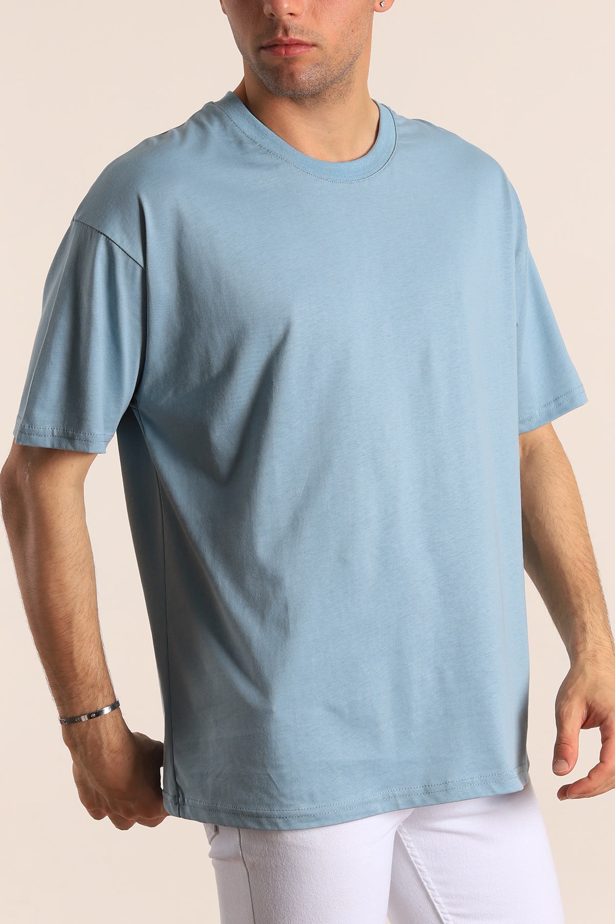 Bisiklet Yaka Oversize Erkek Tişört 184381