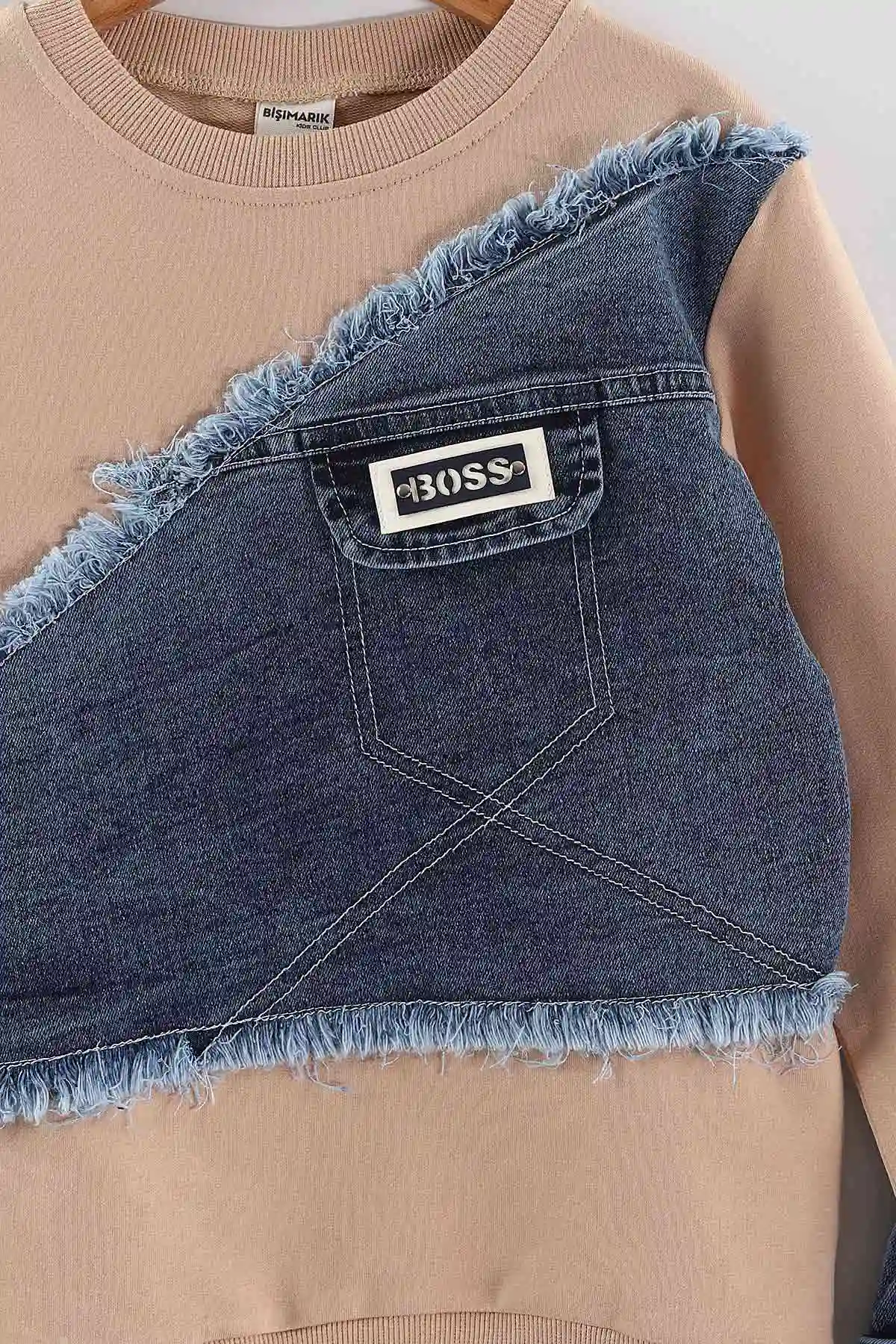 Bisküvi (1-9 Yaş ) Kot Detay Sweatli Kot Pantolonlu Kız Çocuk 2'li Takım 440112