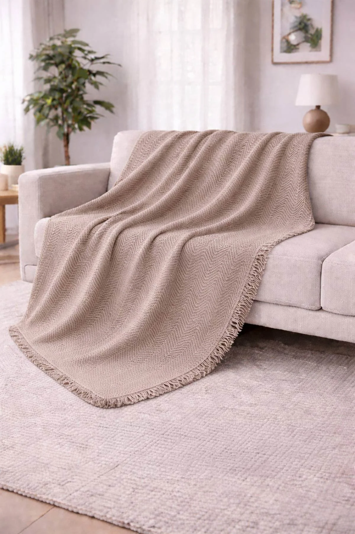 Bisküvi 170x200 Cm Bella Home Çok Amaçlı Örtü - Koltuk Örtüsü - Pike 434785