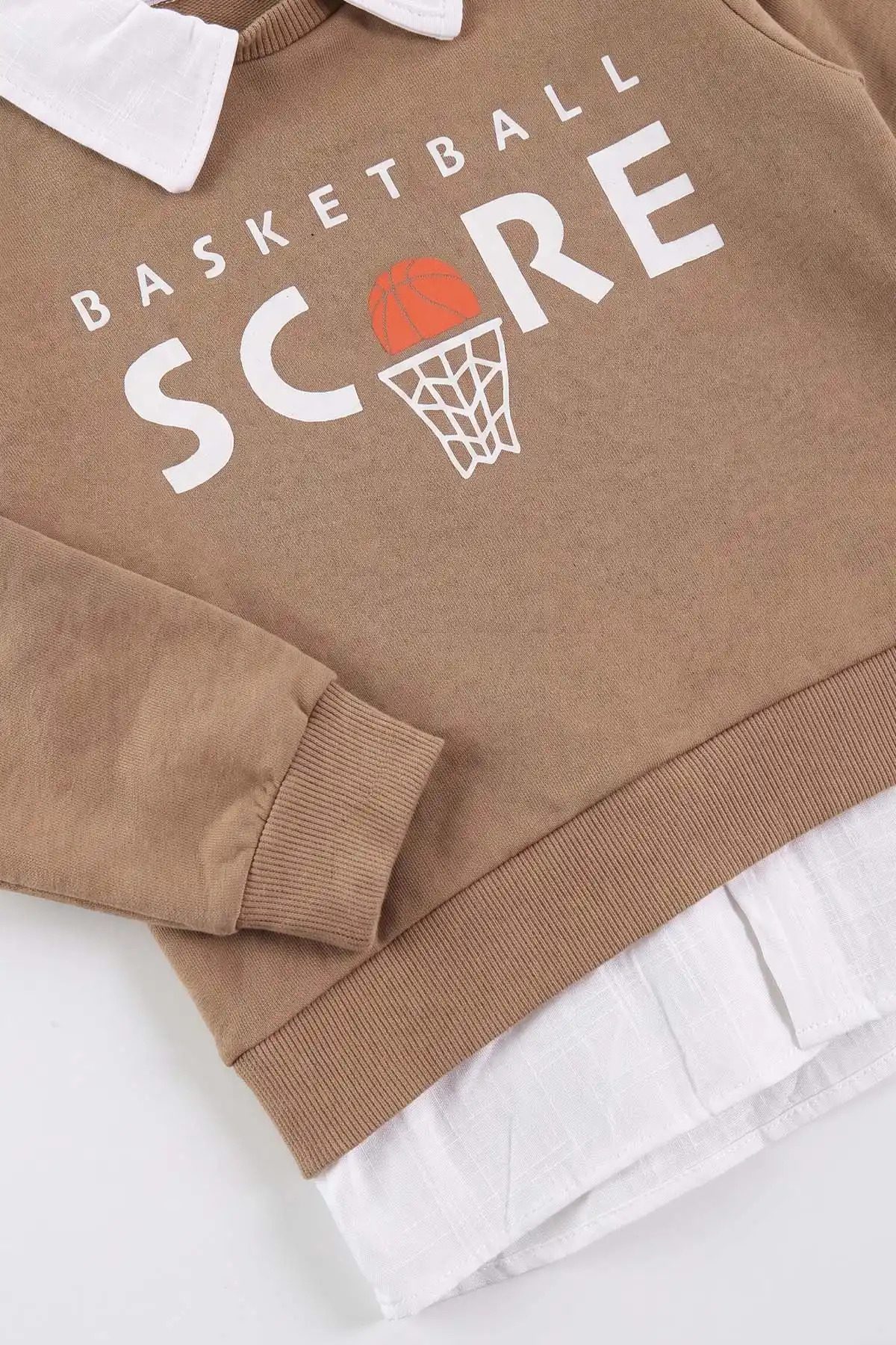 Bisküvi (2-10  Yaş)Score Baskılı Sahte Gömlekli Kot Pantolonlu Erkek Çocuk Takım 494369