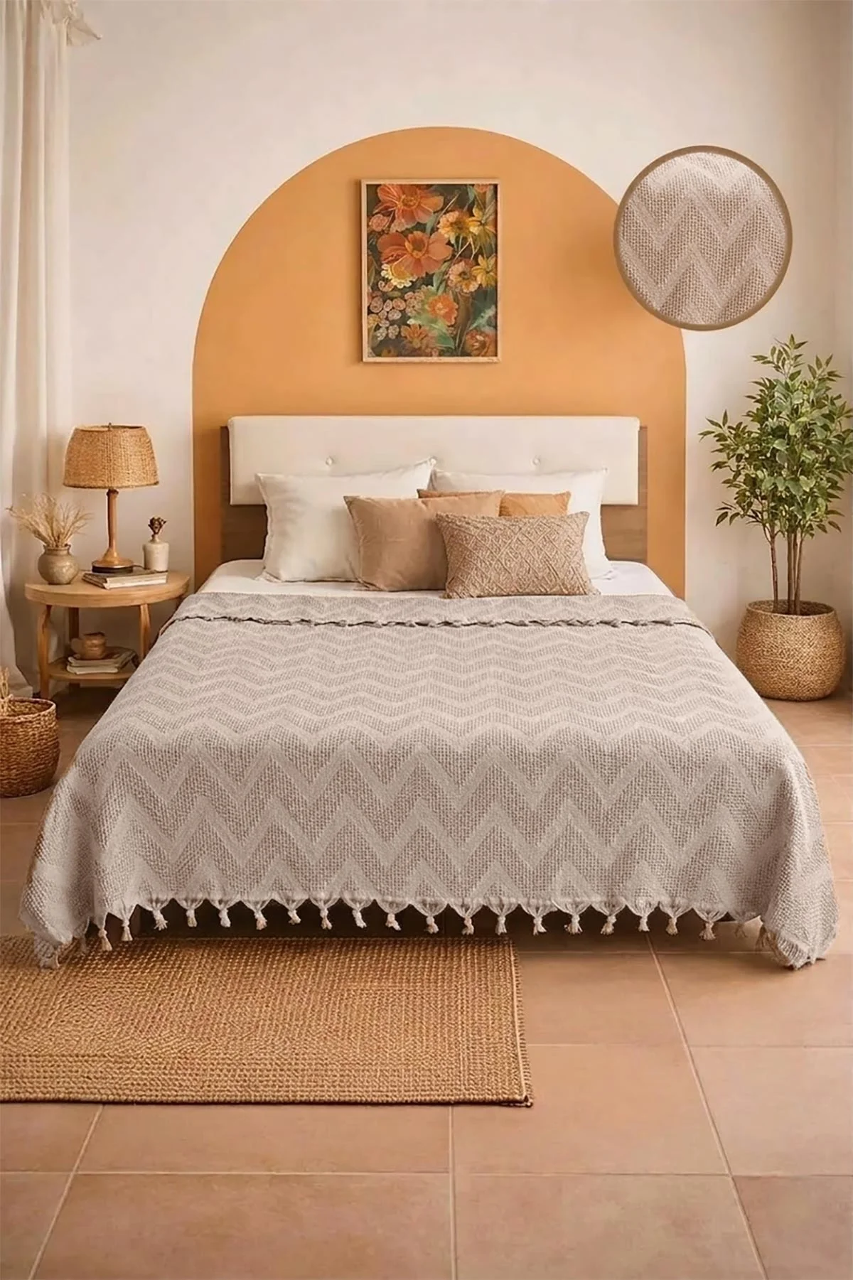 Bisküvi 200x230 Cm Bella Home Çift Kişilik Elit Jakarlı Tek Pike 434857