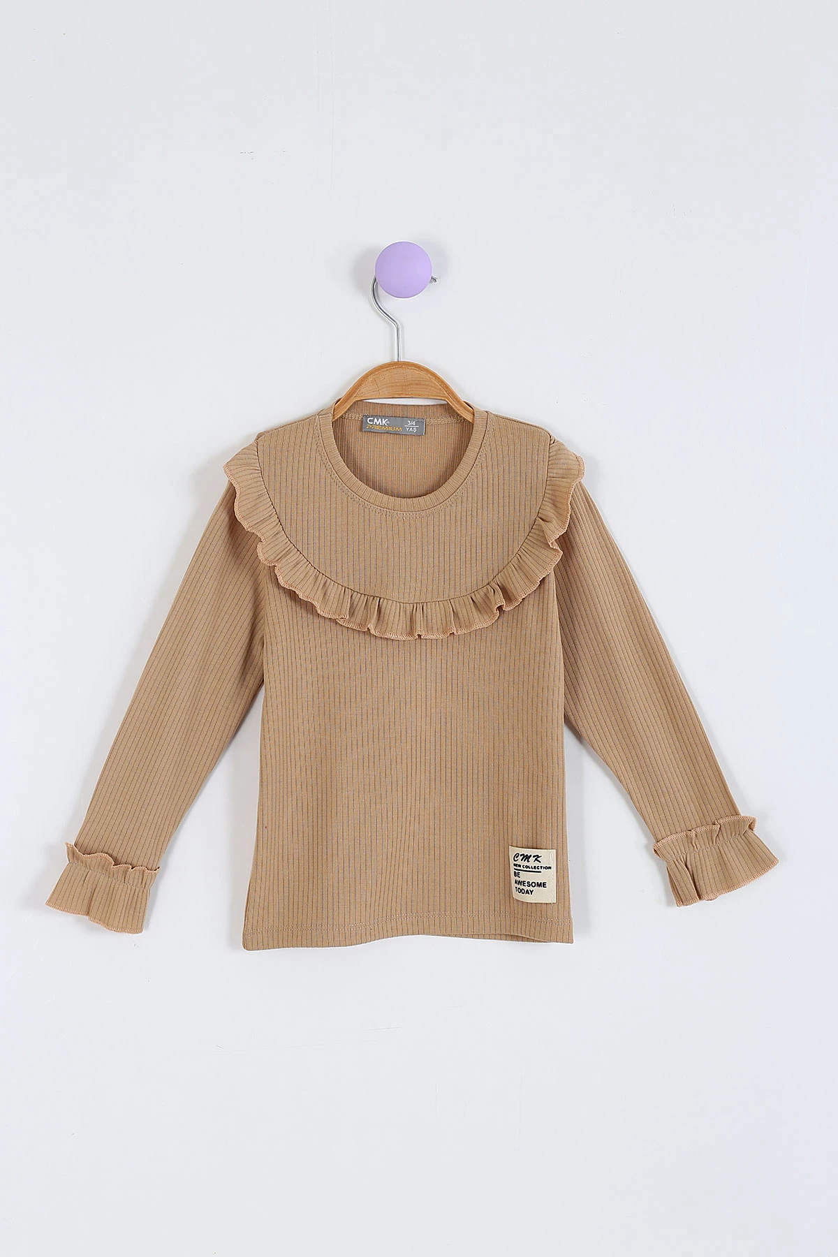 Bisküvi (3-11 Yaş) Yaka ve Kol Fırfır Detaylı Kız Çocuk Sweatshirt 297013