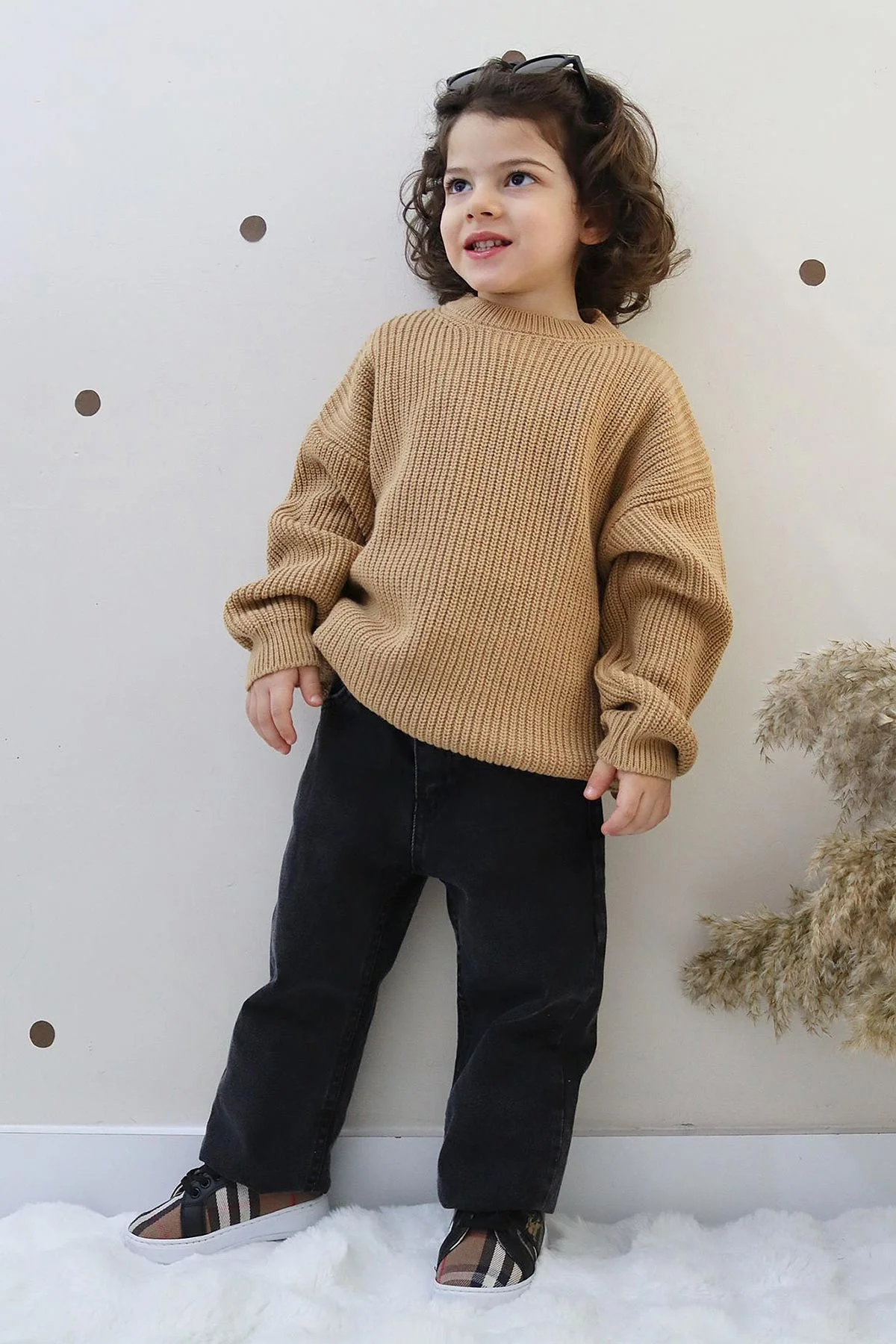 Bisküvi (4-12 Yaş)Triko Örme Kazak Kot Pantolonlu Erkek Çocuk Takım 431678