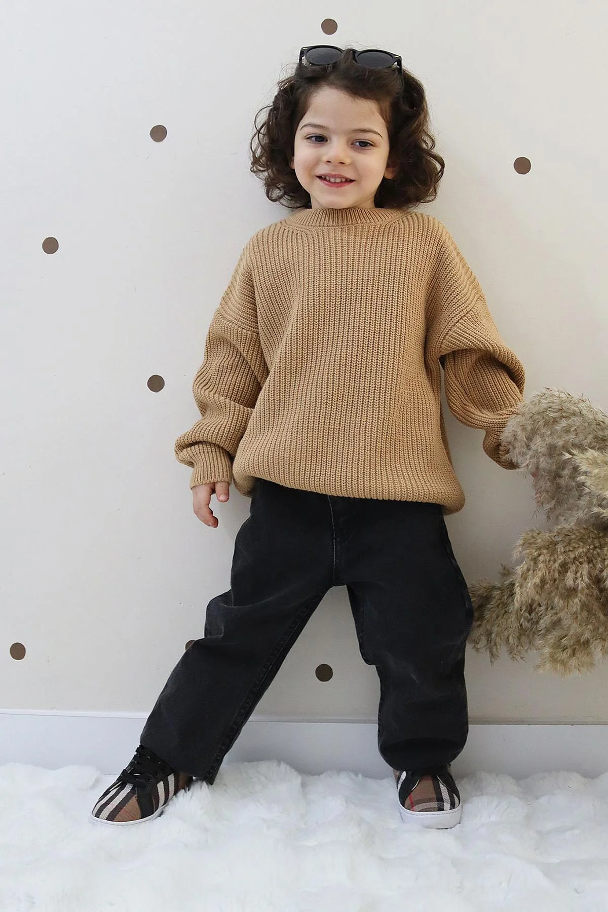 Bisküvi (4-12 Yaş)Triko Örme Kazak Kot Pantolonlu Erkek Çocuk Takım 431678