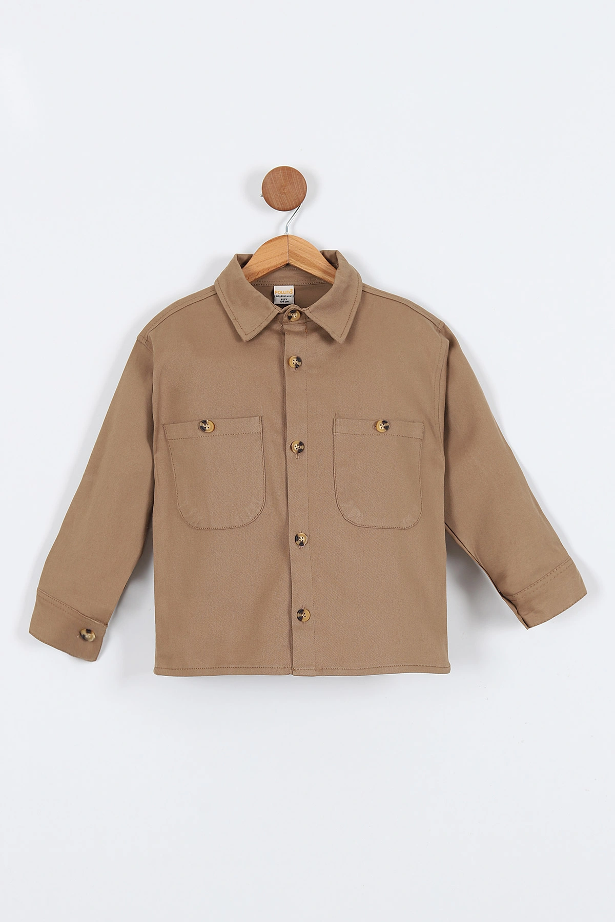 Bisküvi (5-14 Yaş) Çift Cepli Oversize Kalıp Erkek Çocuk Gabardin Gömlek 323433