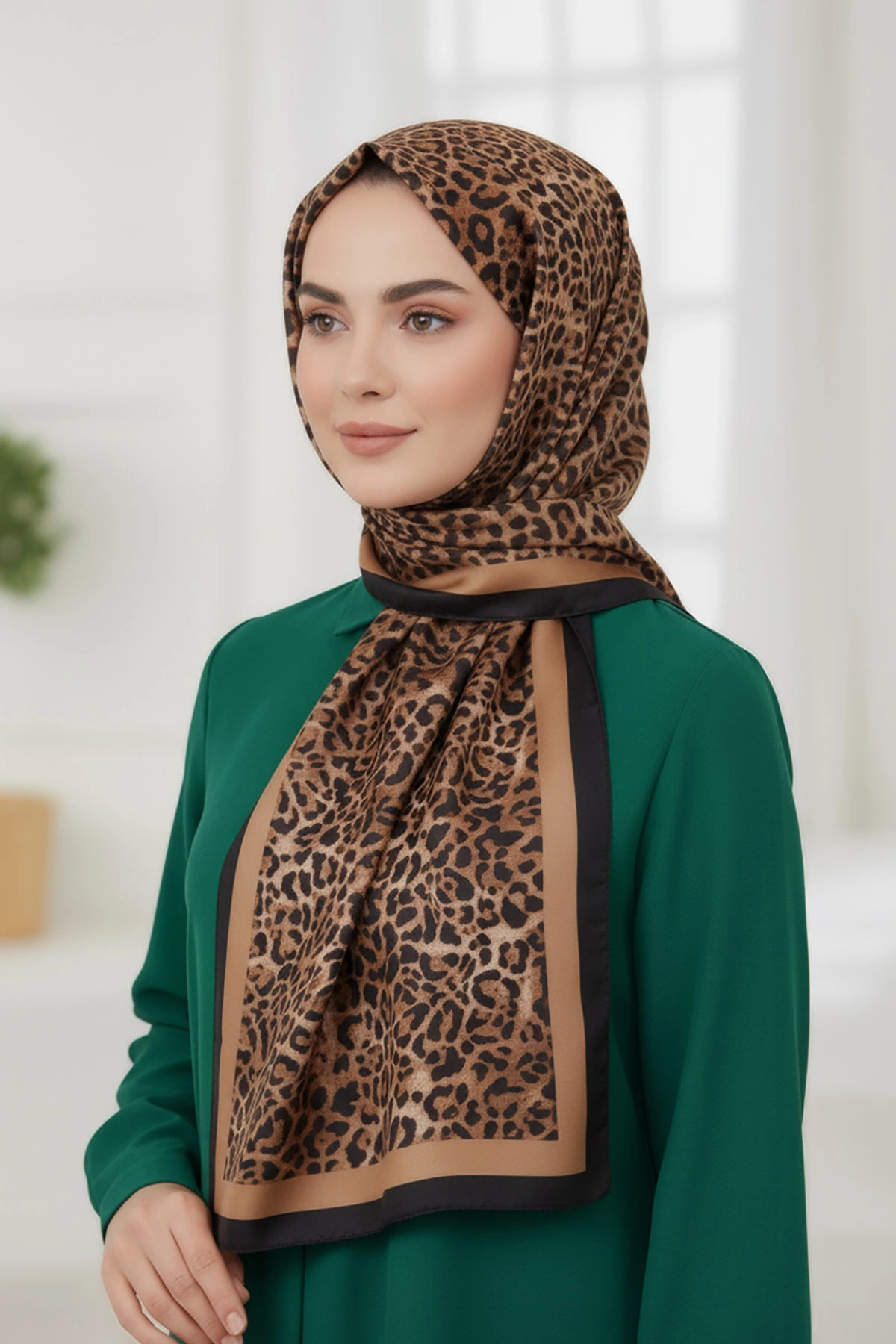 Bisküvi 75x180 Cm Our Fashion Dijital Baskılı Leopar Desenli Soft Şal 408635