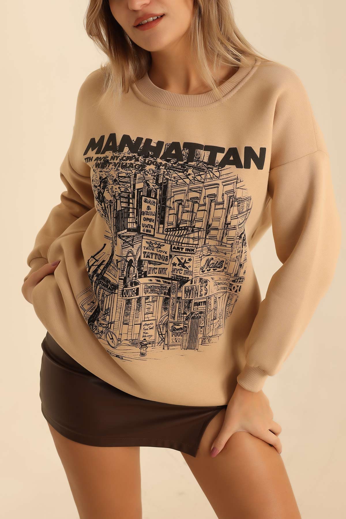 Bisküvi Baskılı Şardonlu Sweat 216597