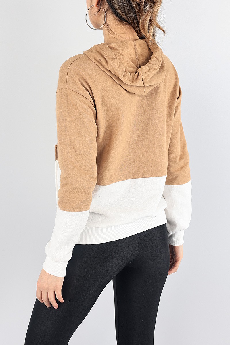 Bisküvi Beyaz Kapüşonlu İçi Şardonlu Sweat 87758