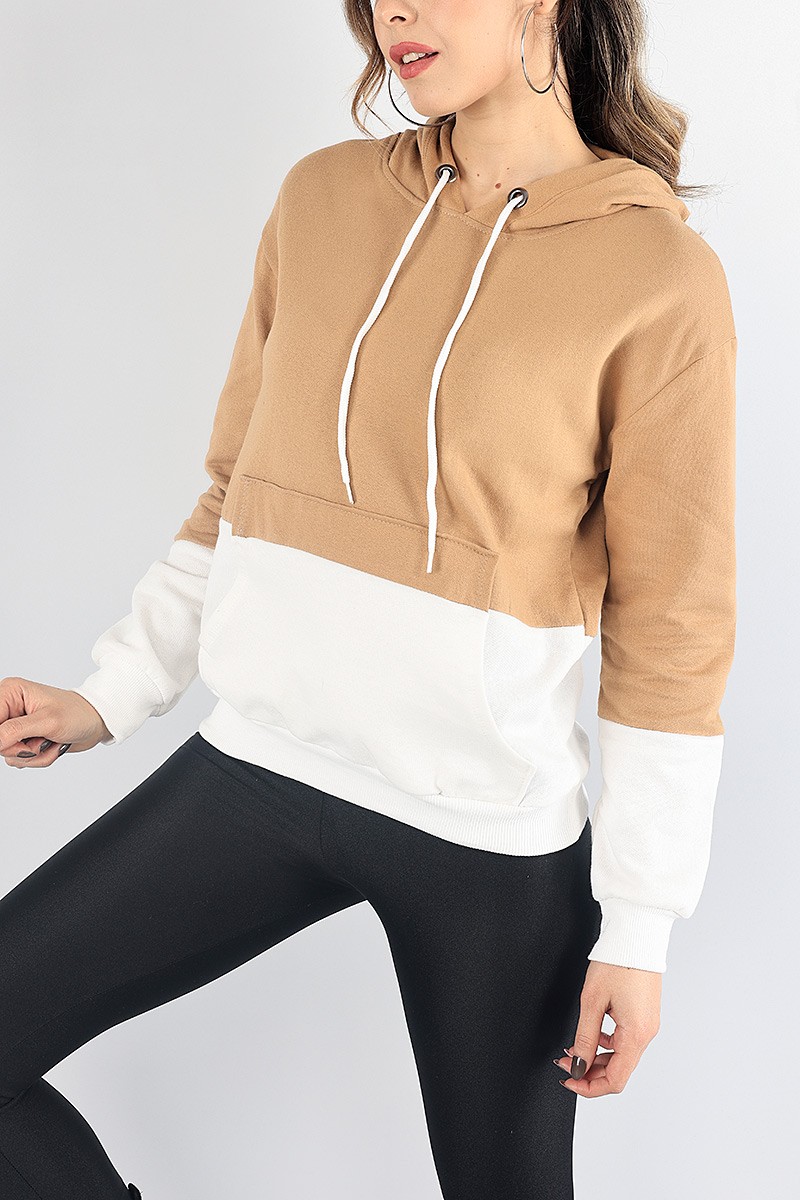 Bisküvi Beyaz Kapüşonlu İçi Şardonlu Sweat 87758