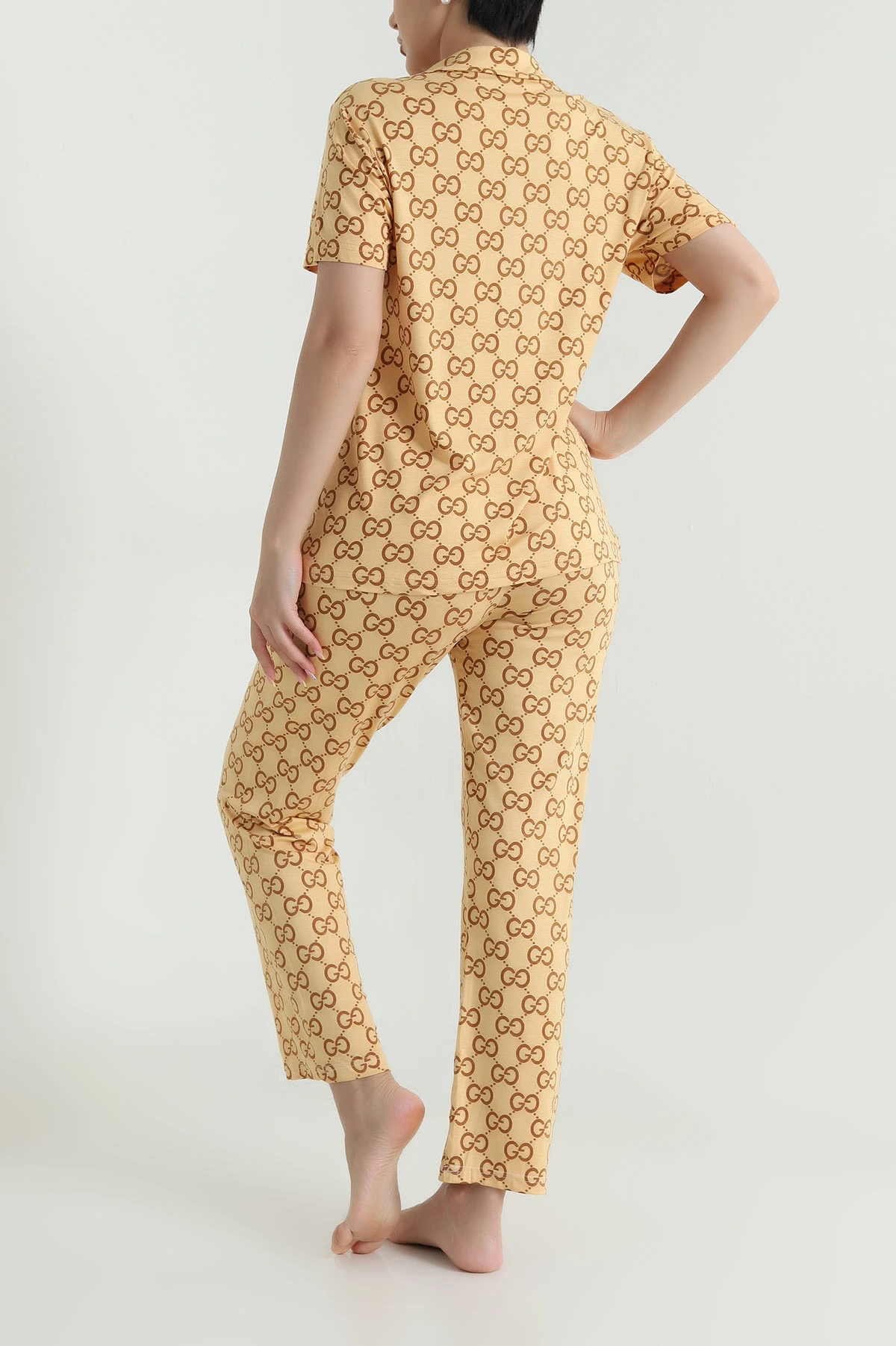 Bisküvi Düğmeli Viskon Kadın Pijama Takımı 466682