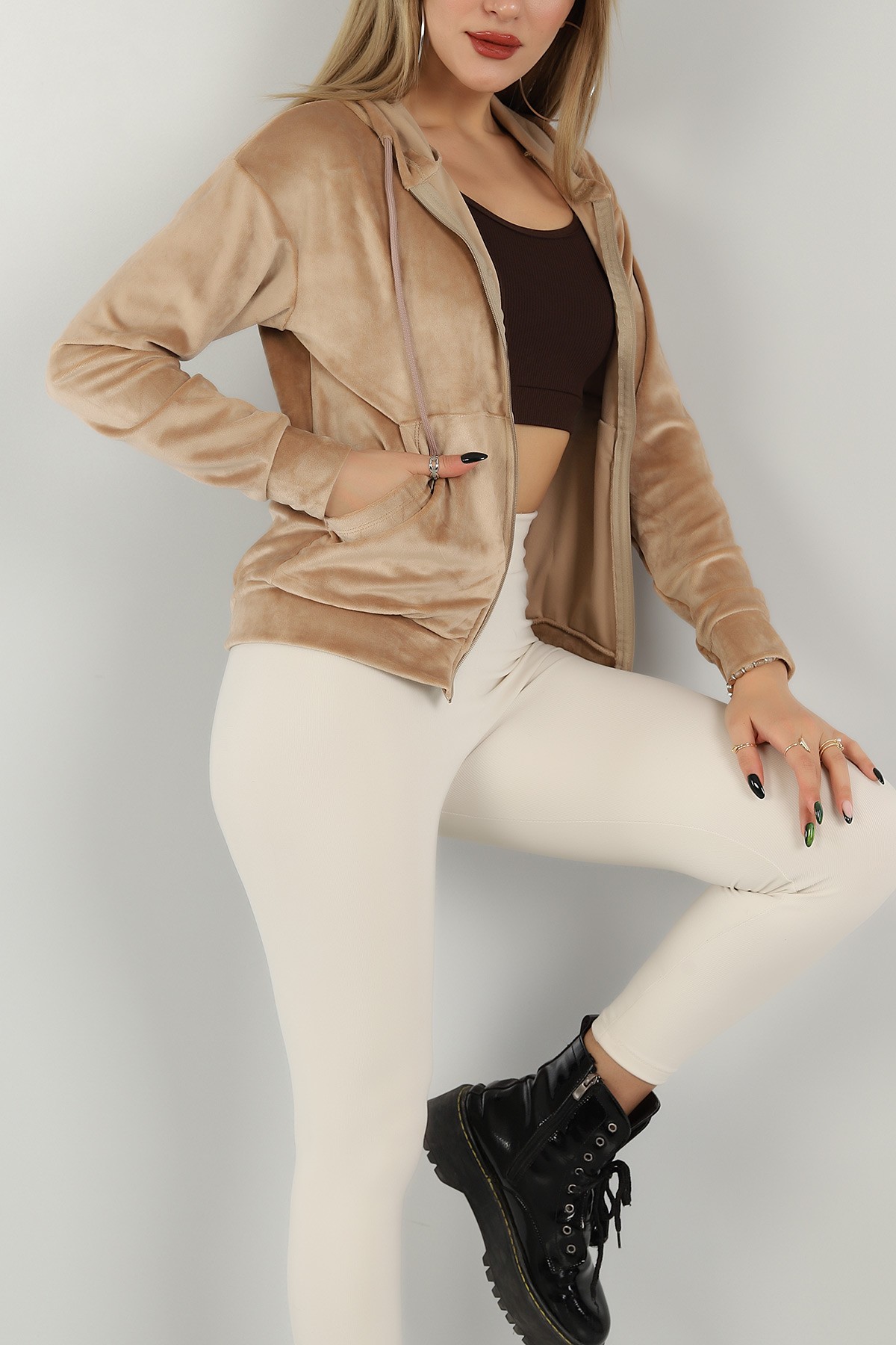Bisküvi Fermuarlı Kadife Sweat 147276