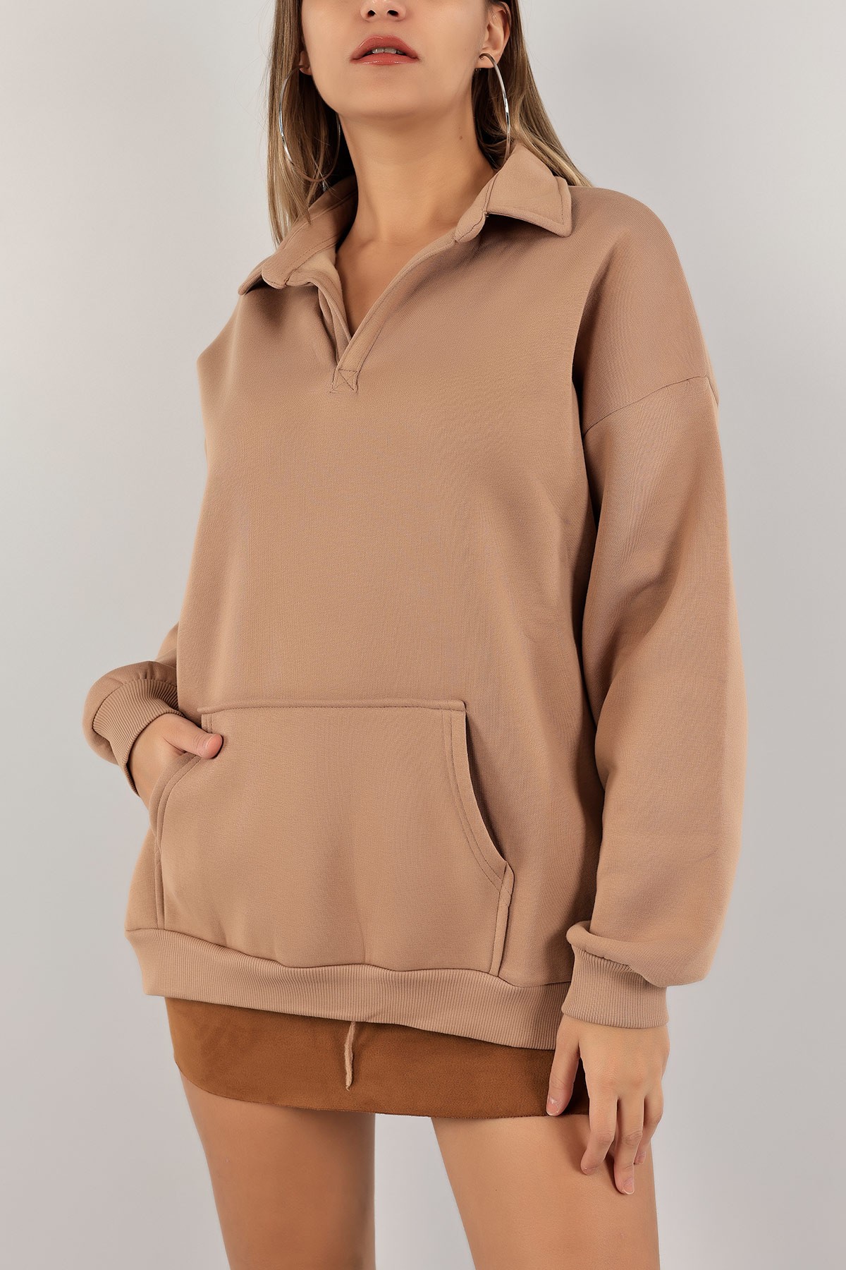 Bisküvi Gömlek Yakalı Şardonlu Sweat 130332
