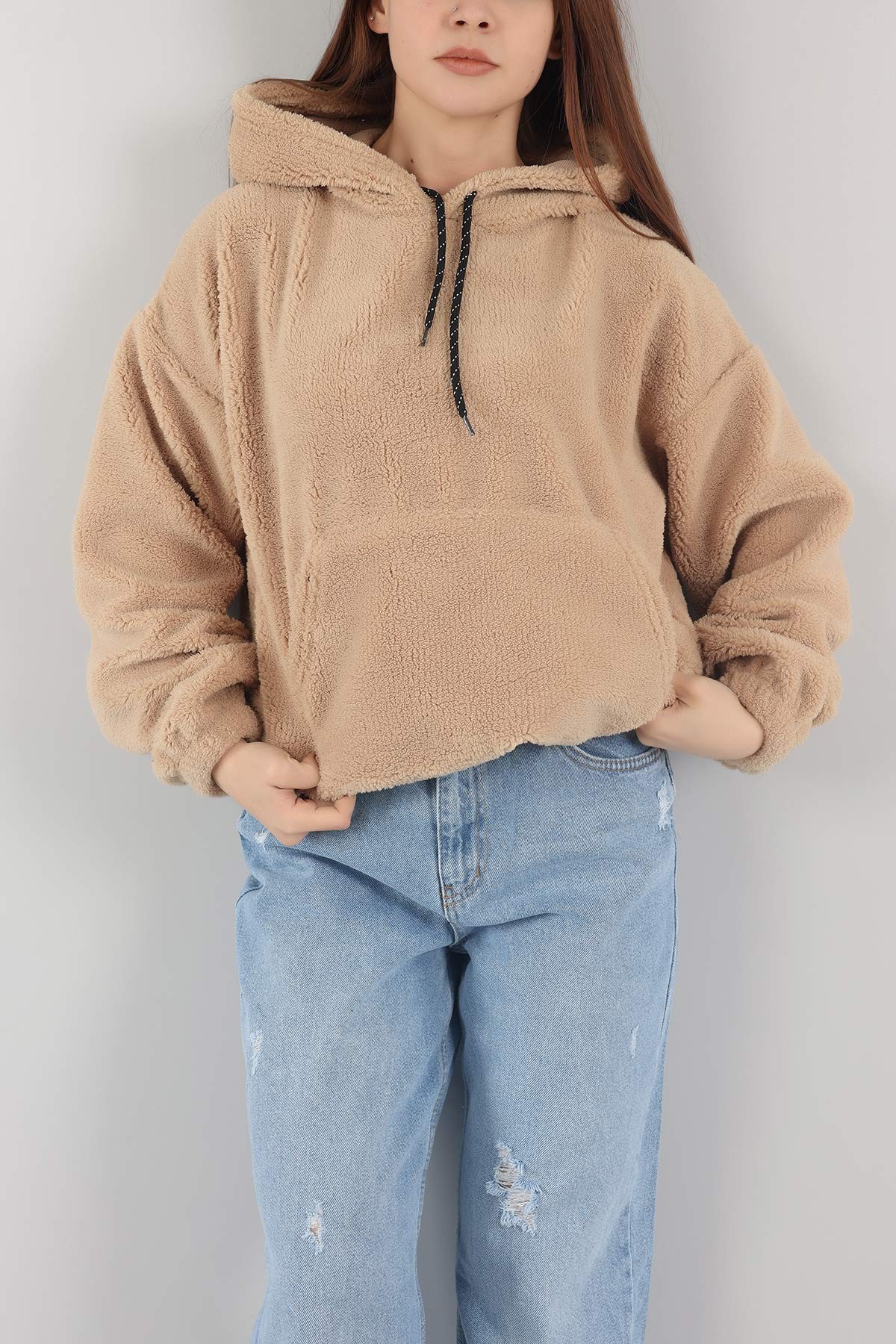 Bisküvi Kapüşonlu Cepli Yumoş Sweat 151235