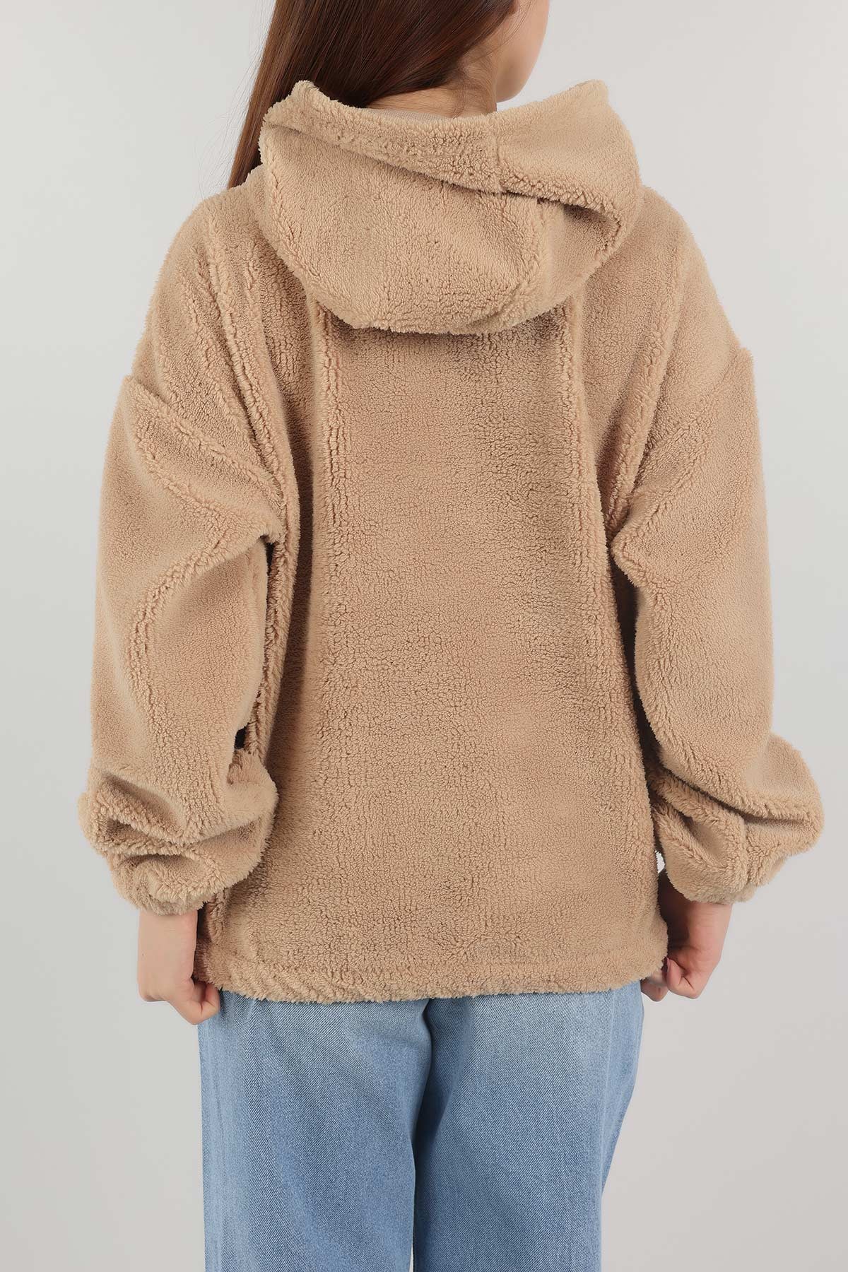 Bisküvi Kapüşonlu Cepli Yumoş Sweat 151235
