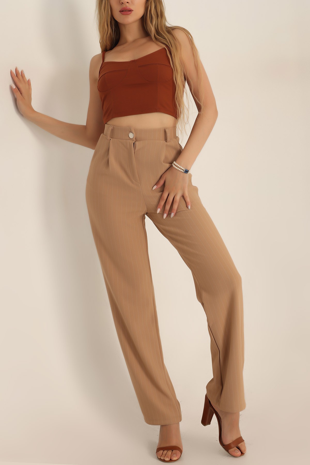 Bisküvi Likralı Palazzo Pantolon 189112