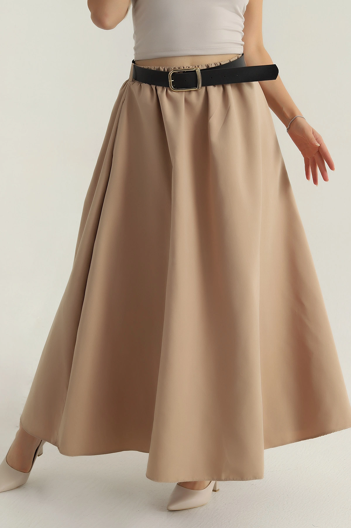 Bisküvi Liza Soft Kemerli Kadın Etek 399652