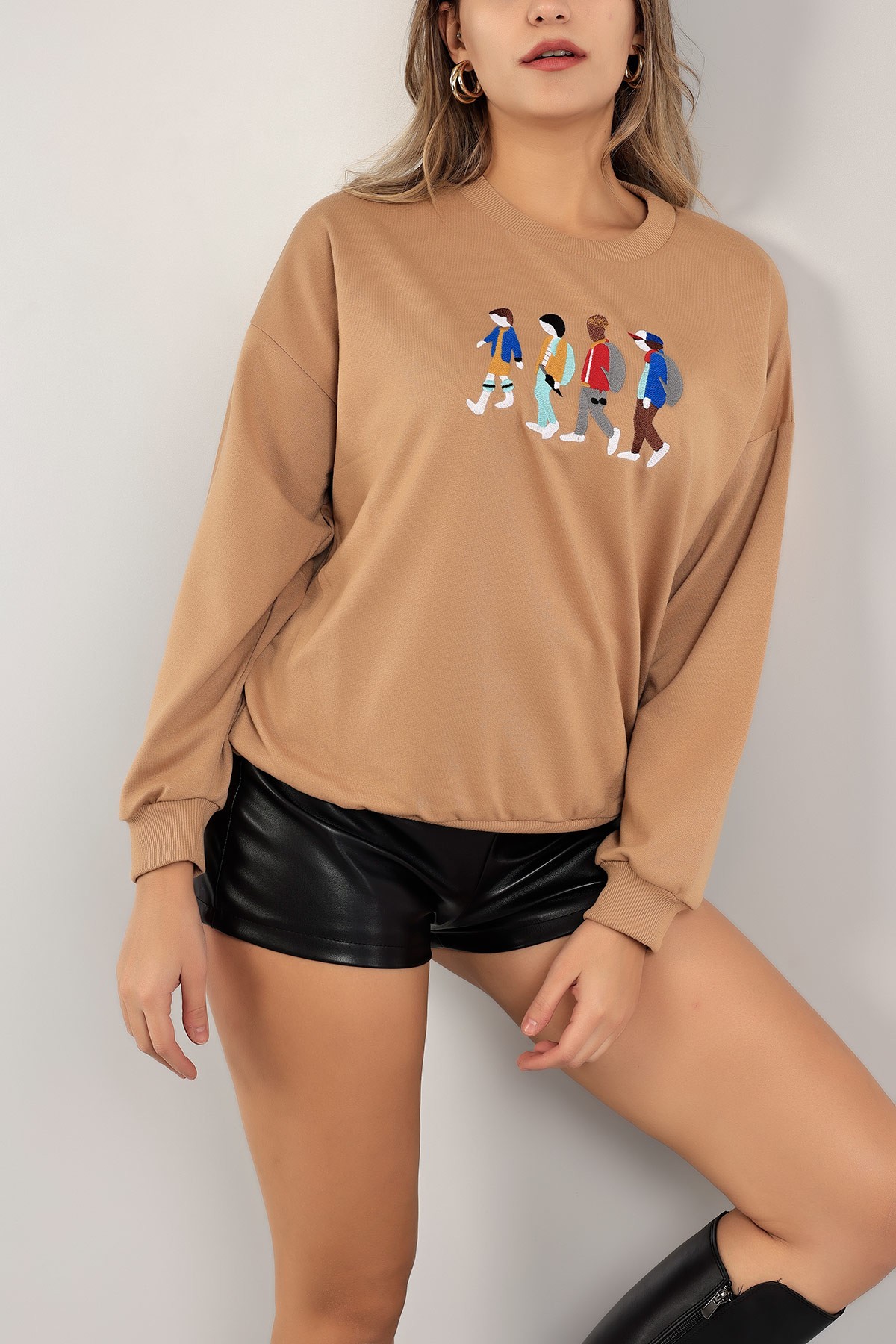 Bisküvi Nakışlı İki İp Sweat 142218