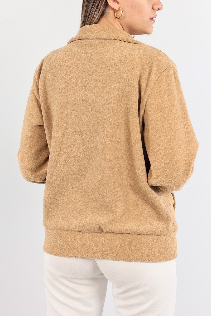 Bisküvi Nakışlı Şardonlu Fermuarlı Sweat 91844