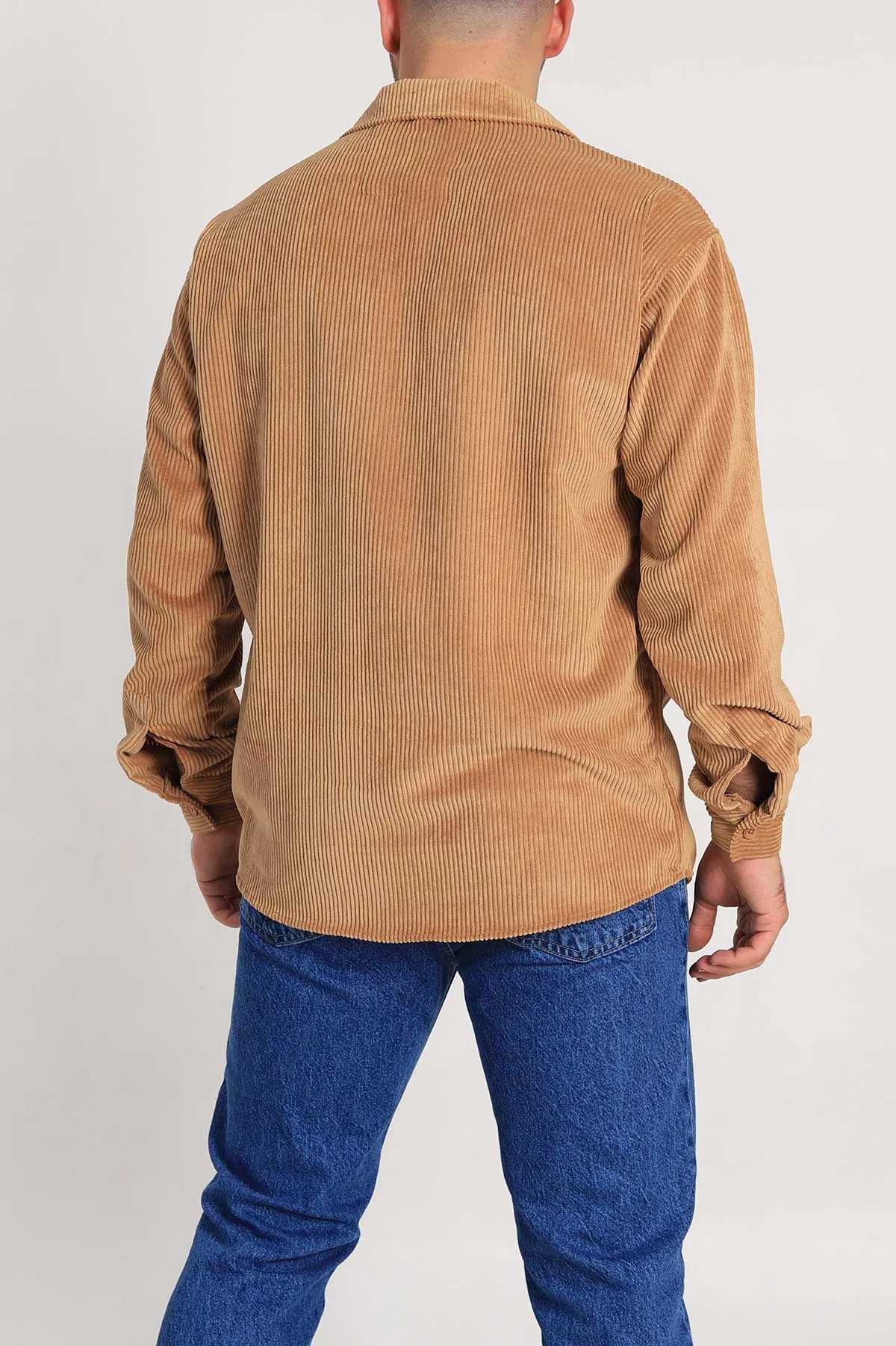 Bisküvi Oversize Fitilli Kadife Cep Detaylı Erkek Gömlek 323861
