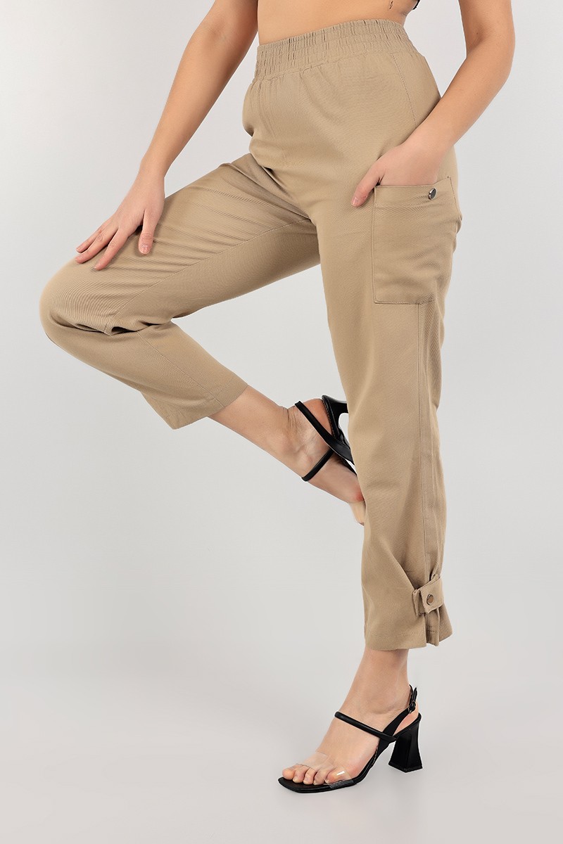 Bisküvi Paça Çıt Çıtlı Bayan Gabardin Pantolon 103229