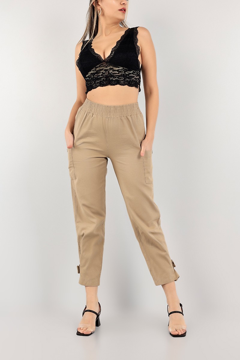 Bisküvi Paça Çıt Çıtlı Bayan Gabardin Pantolon 103229