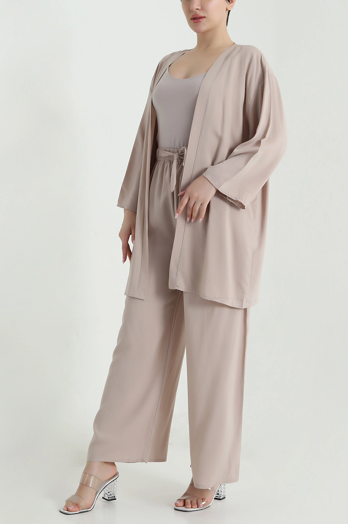 Bisküvi Pantolon Kimono Dokuma Kadın İkili Takım 460348