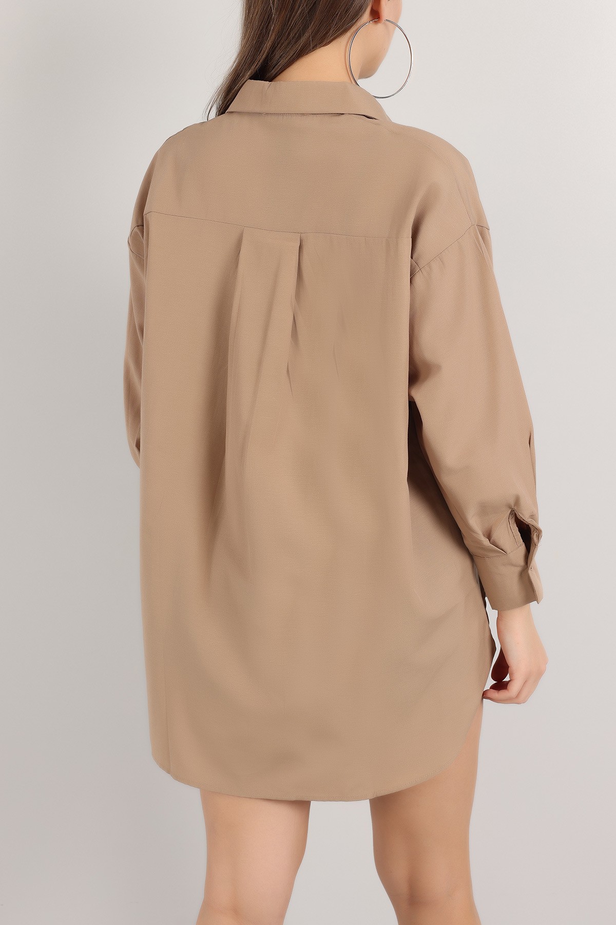 Bisküvi Taş İşlemeli Poplin Dokuma Gömlek Tunik 159249