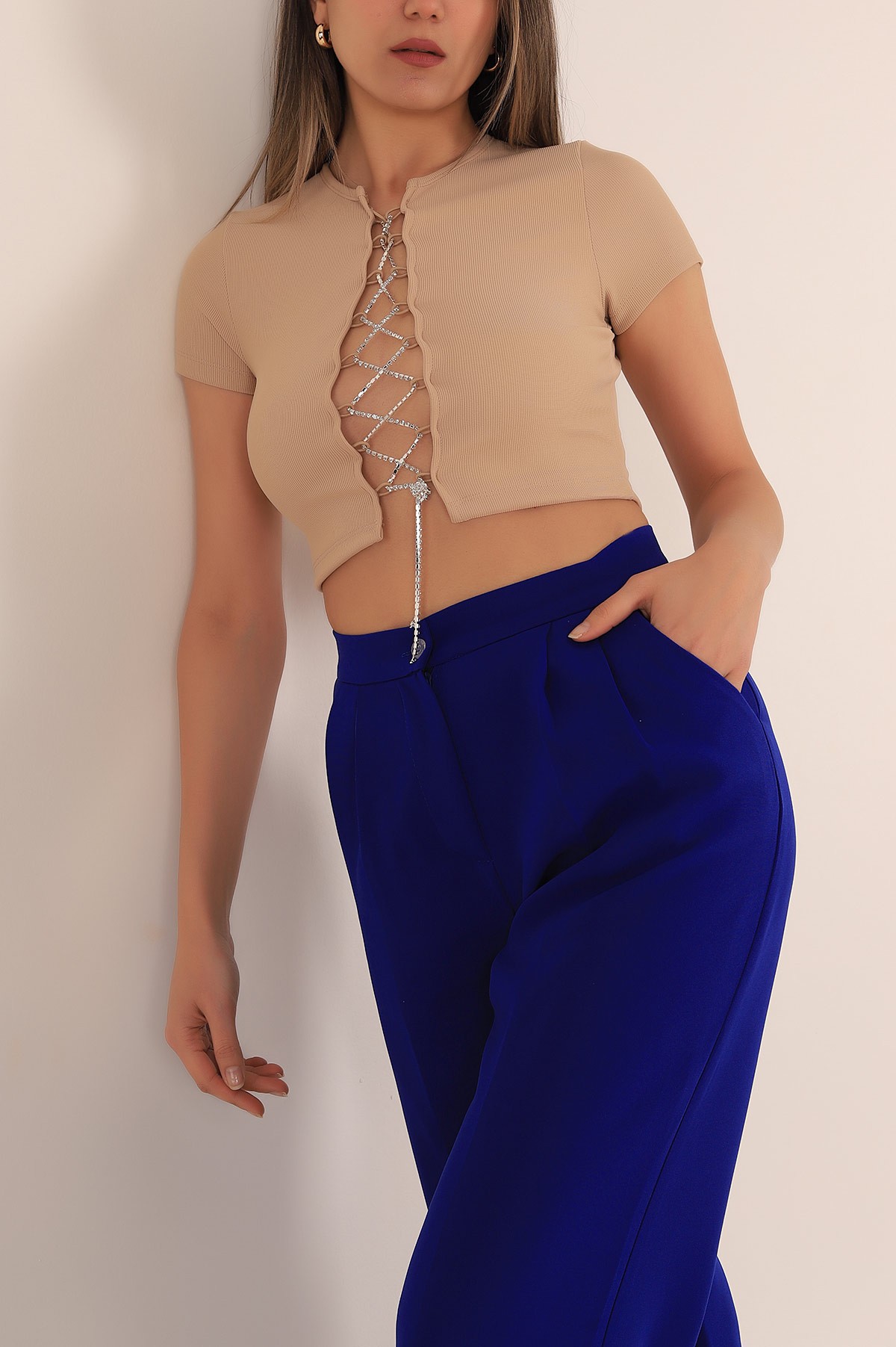Bisküvi Taşlı Fitilli Bluz 173062