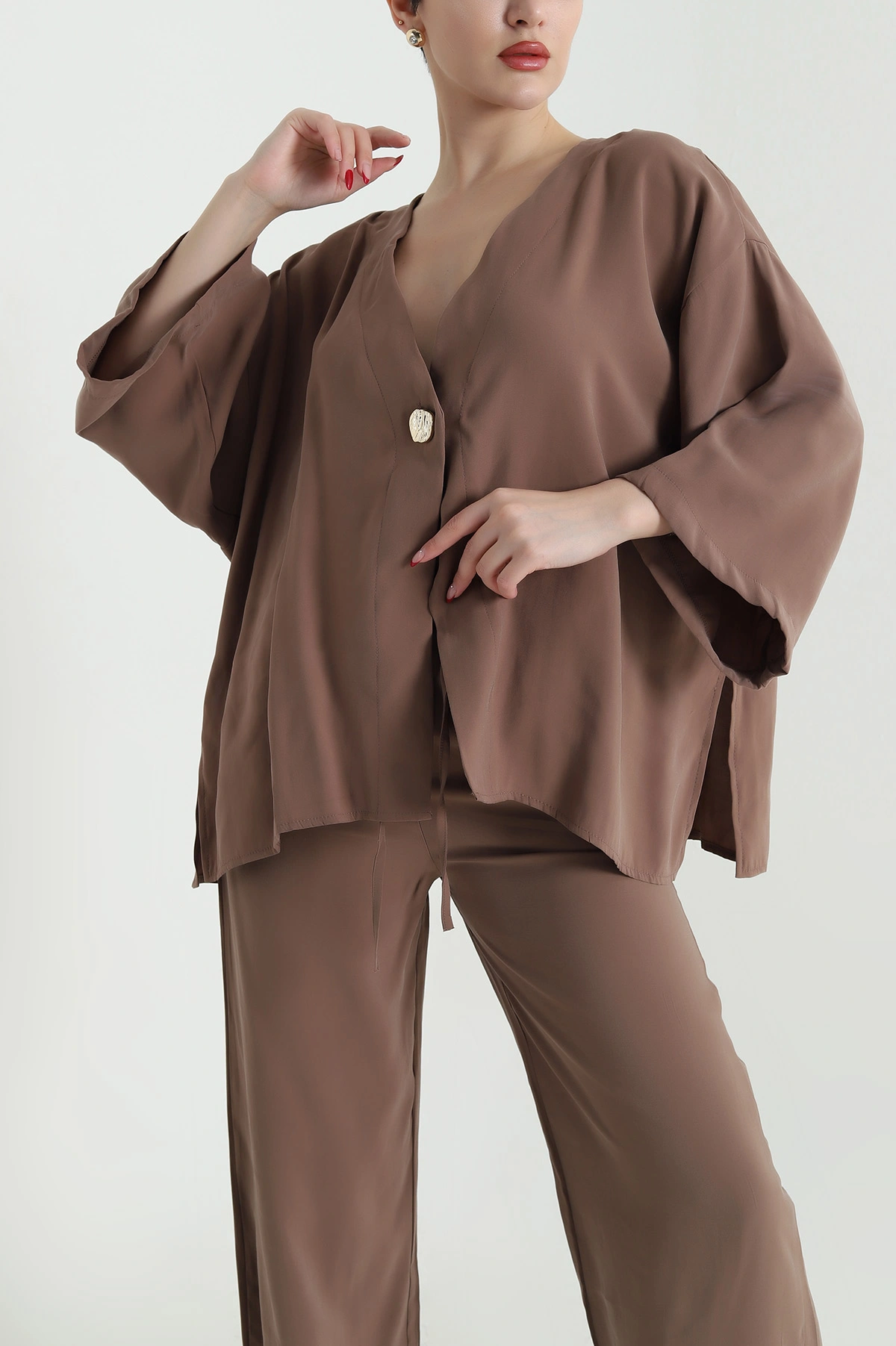 Bisküvi Tencel Pantolon Bluz Kadın İkili Takım 440599