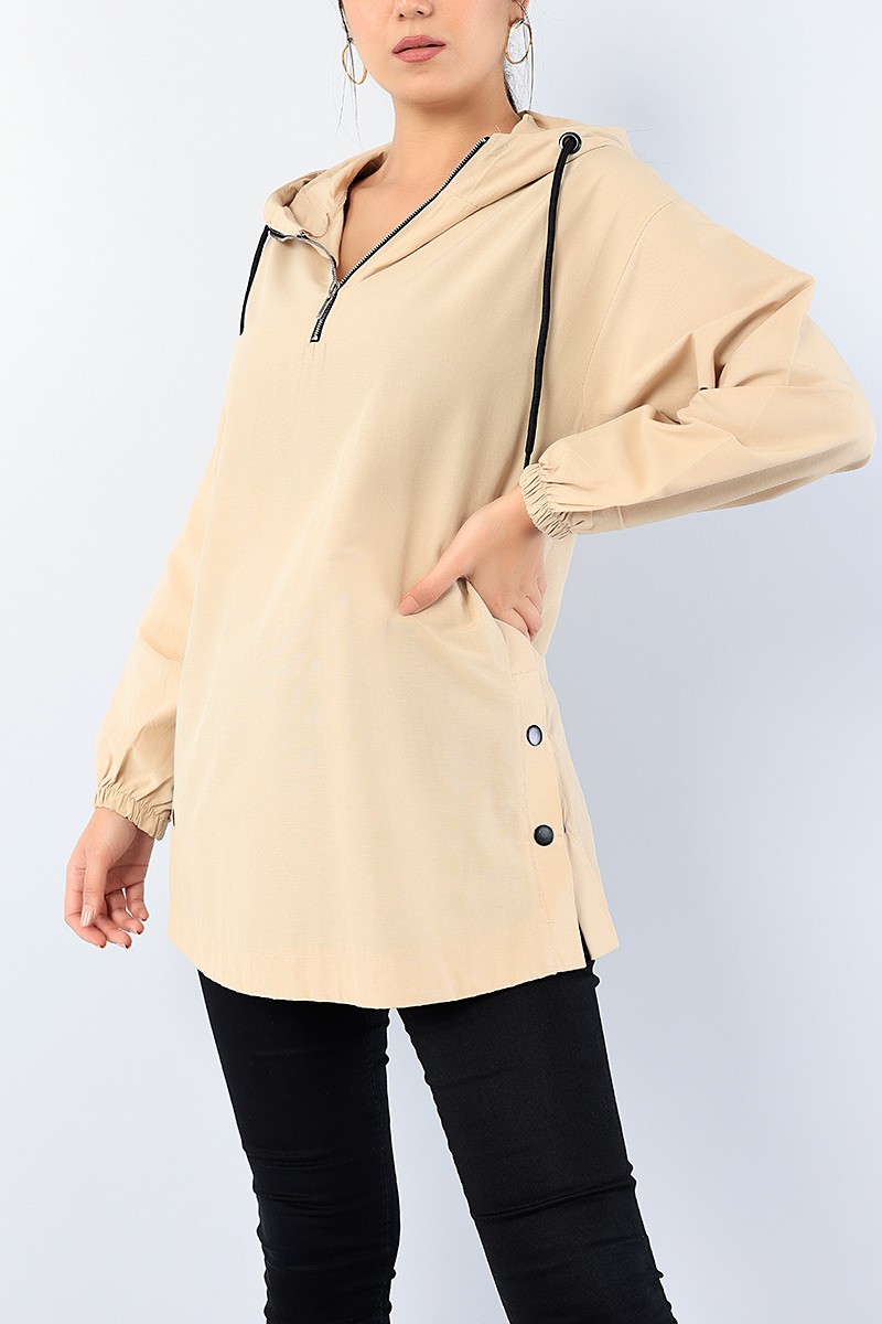 Bisküvi Yan Çıtçıtlı Fermuarlı Tunik 75113