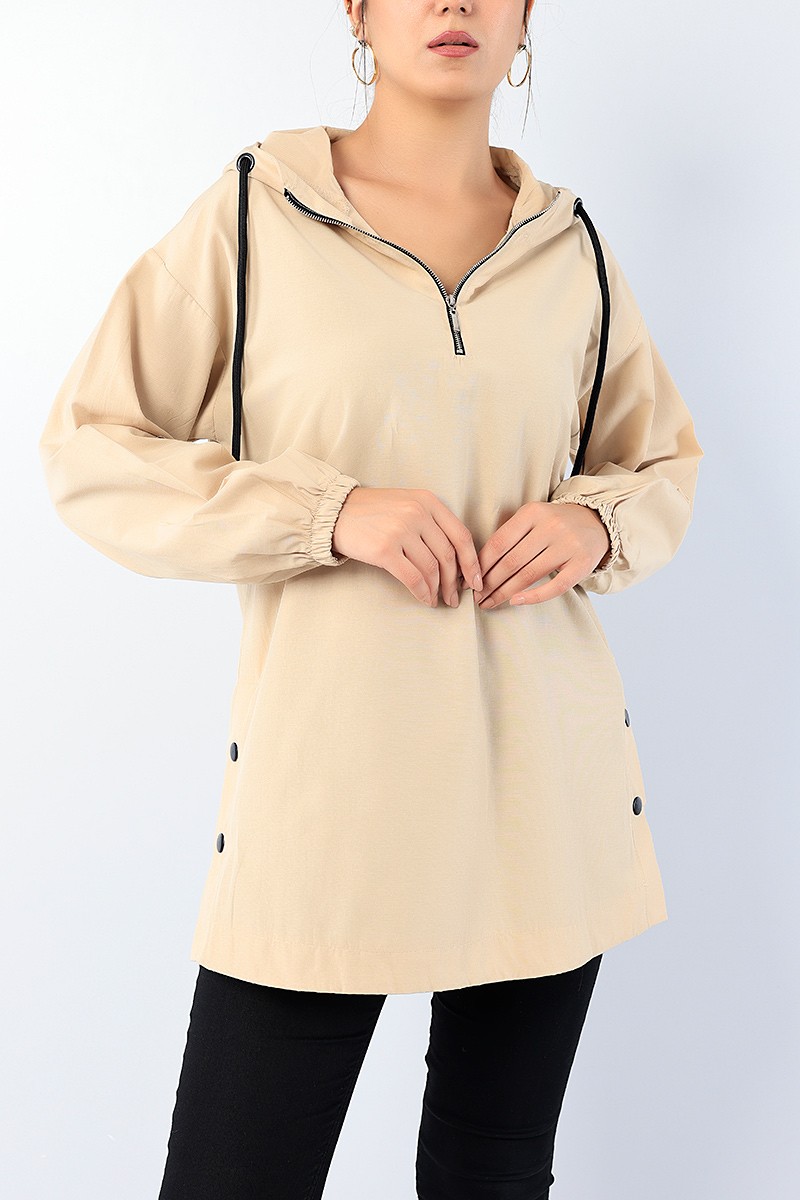 Bisküvi Yan Çıtçıtlı Fermuarlı Tunik 75113