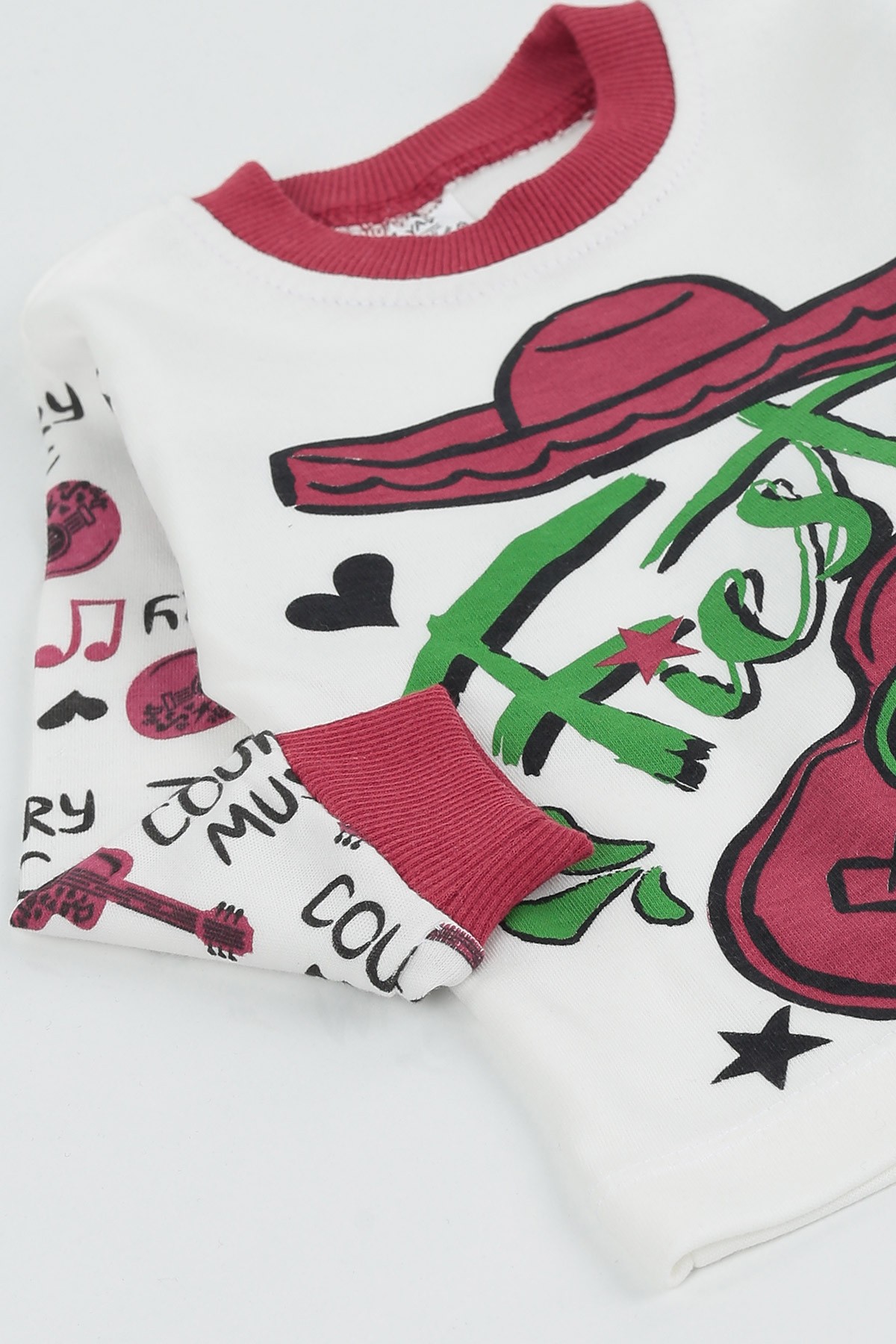 Bordo (1-3 Yaş) Gitar Tiesta Baskılı Erkek Çocuk Pijama Takım 135561