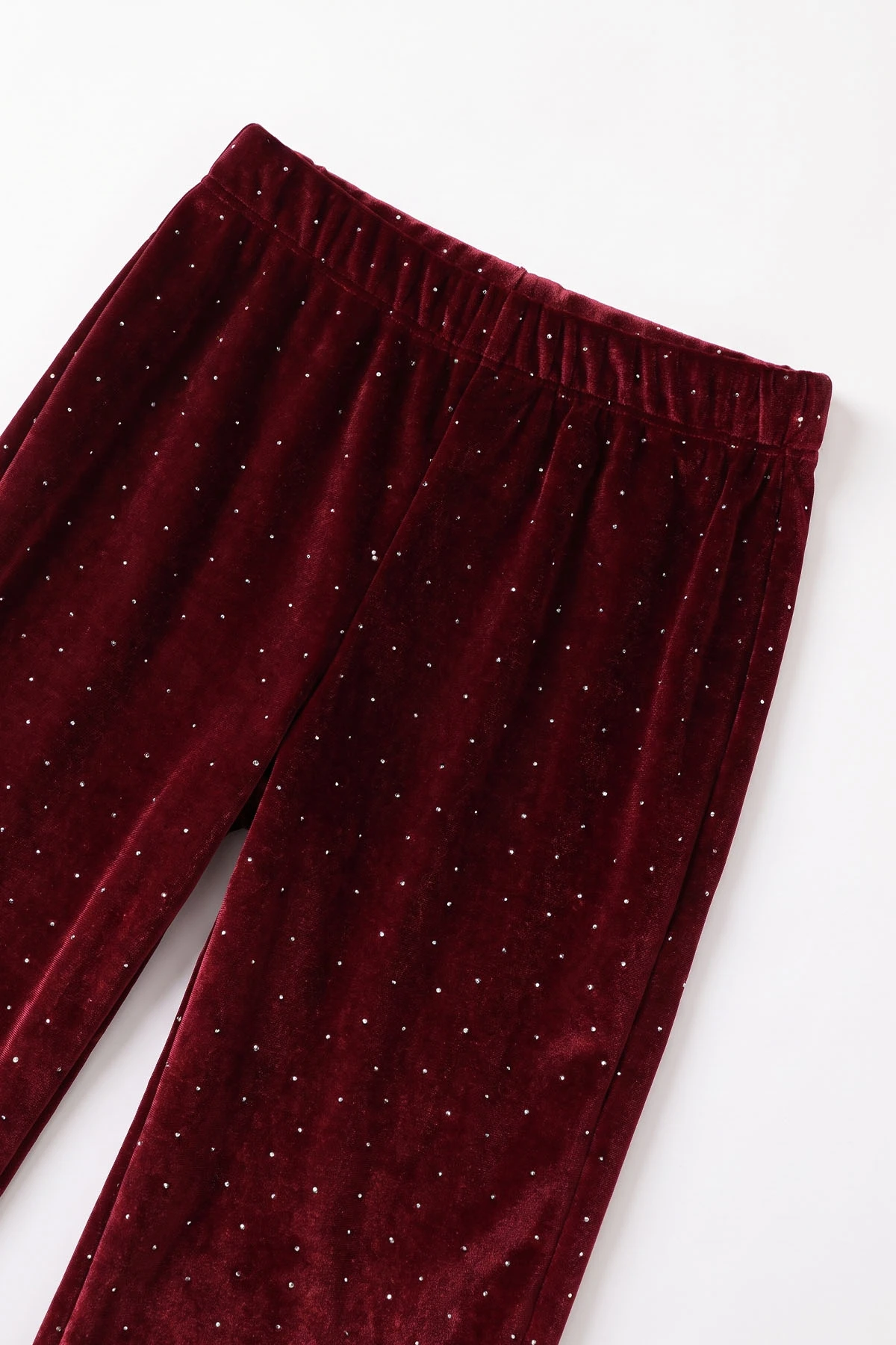 Bordo (1-5 Yaş) Kadife Taşlı Fiyonklu Kız Çocuk Takım 488970