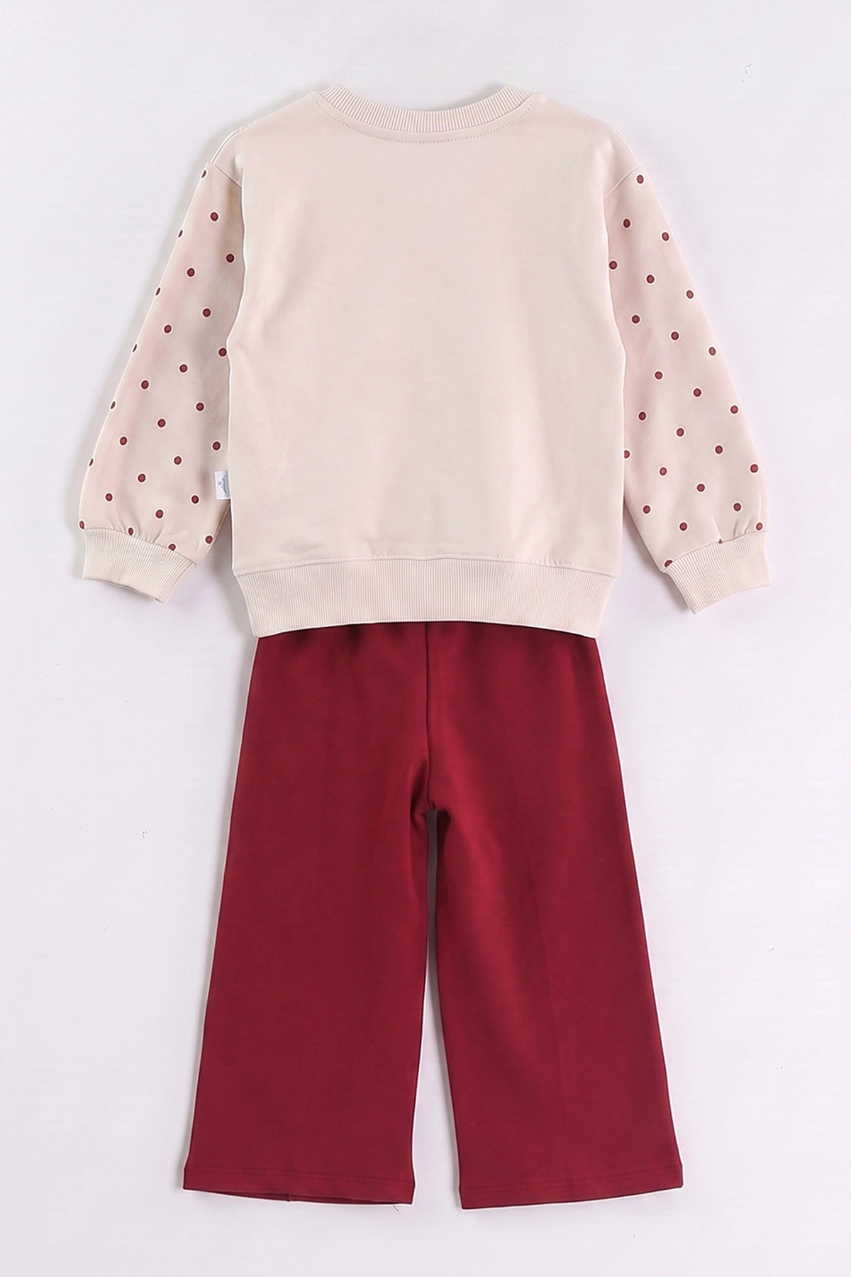 Bordo (1-5 Yaş) Puantiye Desen Roba Fistolu Alt Çimalı 2 İp Kız Çocuk Mevsimlik Takım 472701