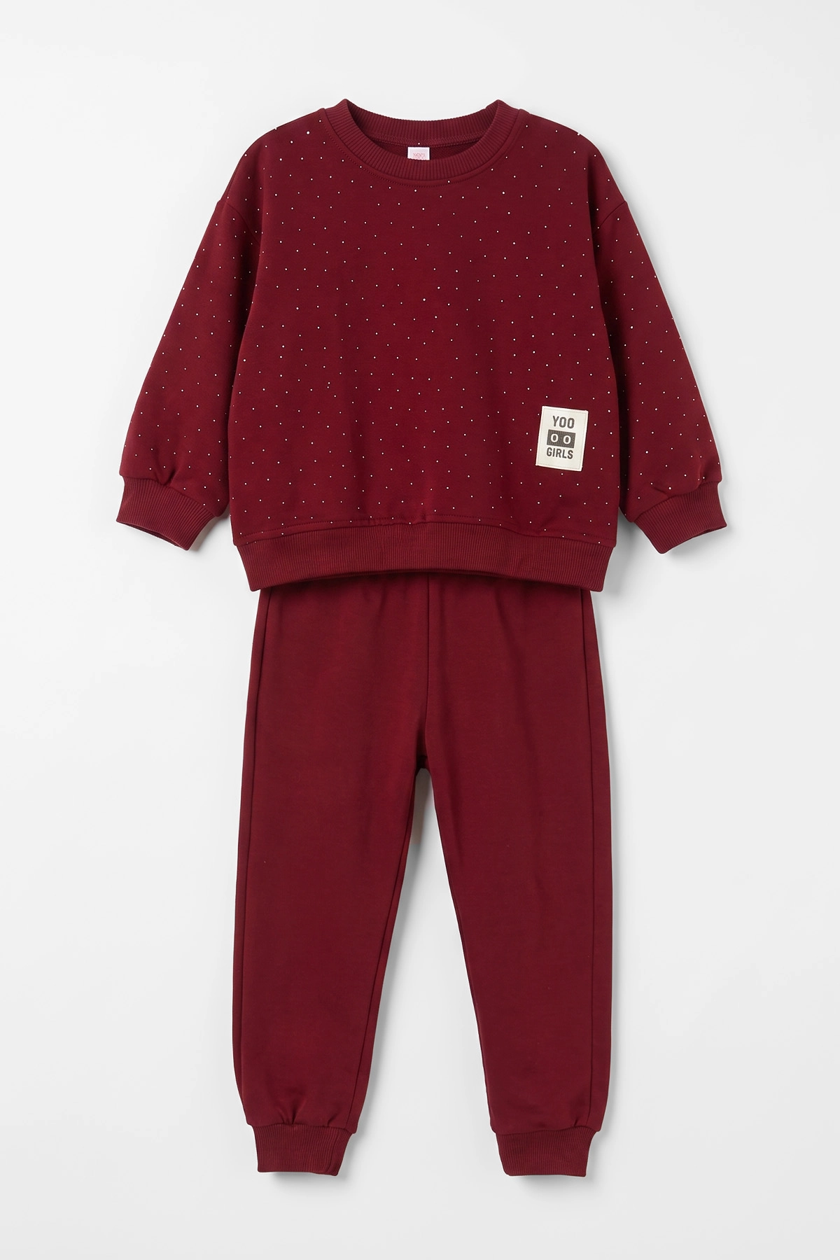 Bordo (1-5 Yaş) Taş Baskılı     2 İp Kız Çocuk Takım 475772
