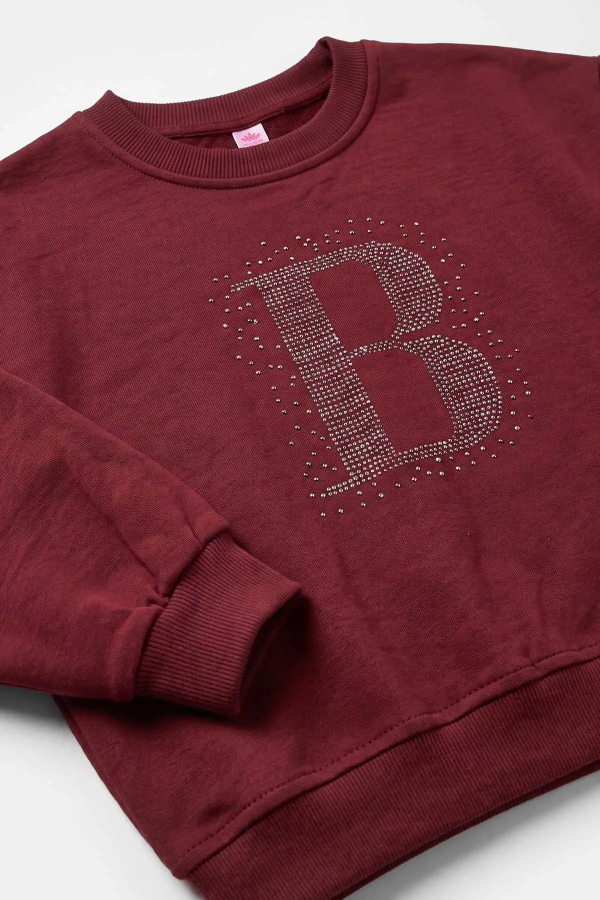 Bordo (1-5 Yaş) Taş Baskılı Bol Paça Kız Çocuk Mevsimlik Takım 476203