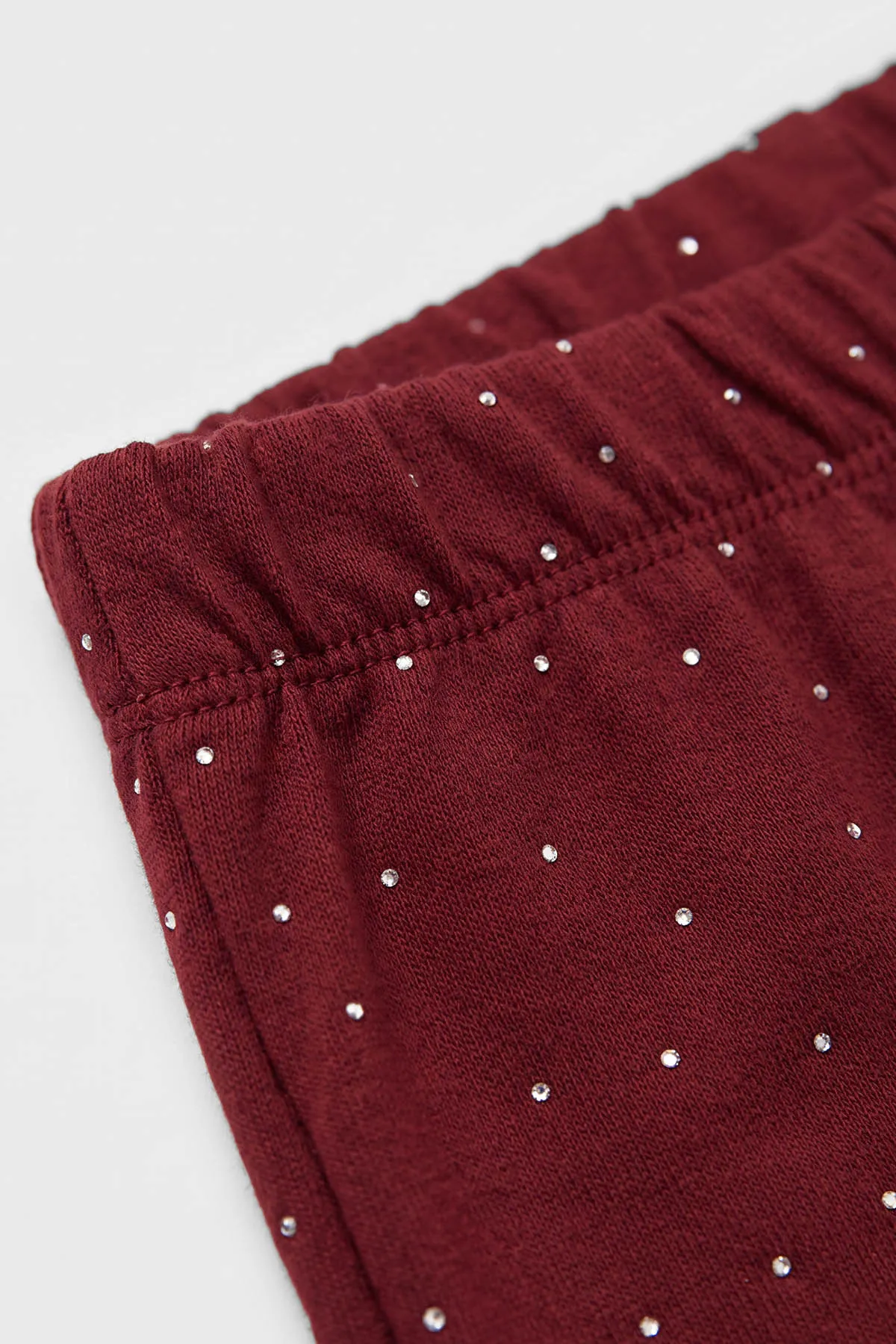 Bordo (1-5 Yaş) Taş Baskılı Bol Paça Kız Çocuk Mevsimlik Takım 476203