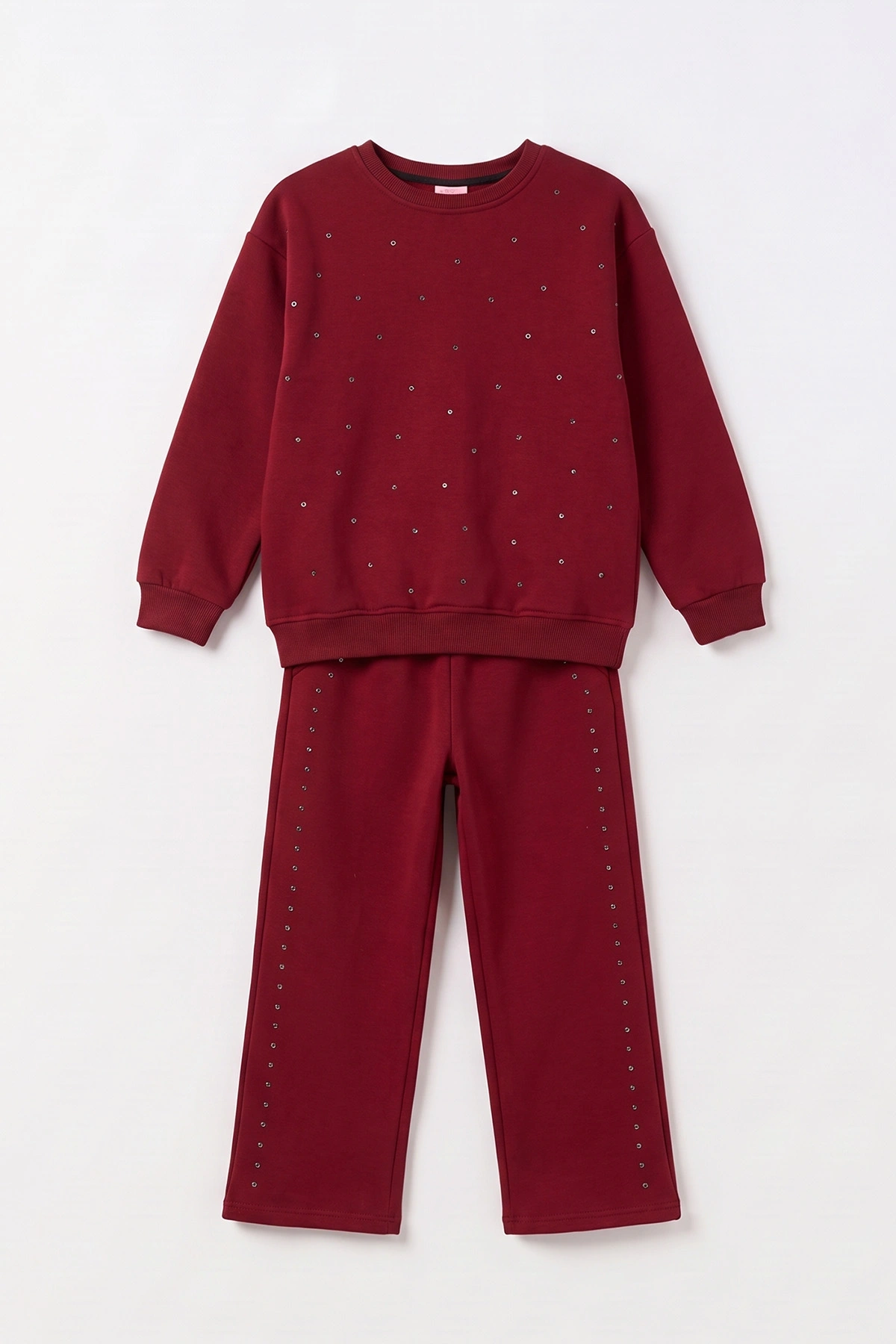 Bordo (10-14 Yaş) Taşlı 3 İp Şardonlu Kız Çocuk Kışlık Takım 498233