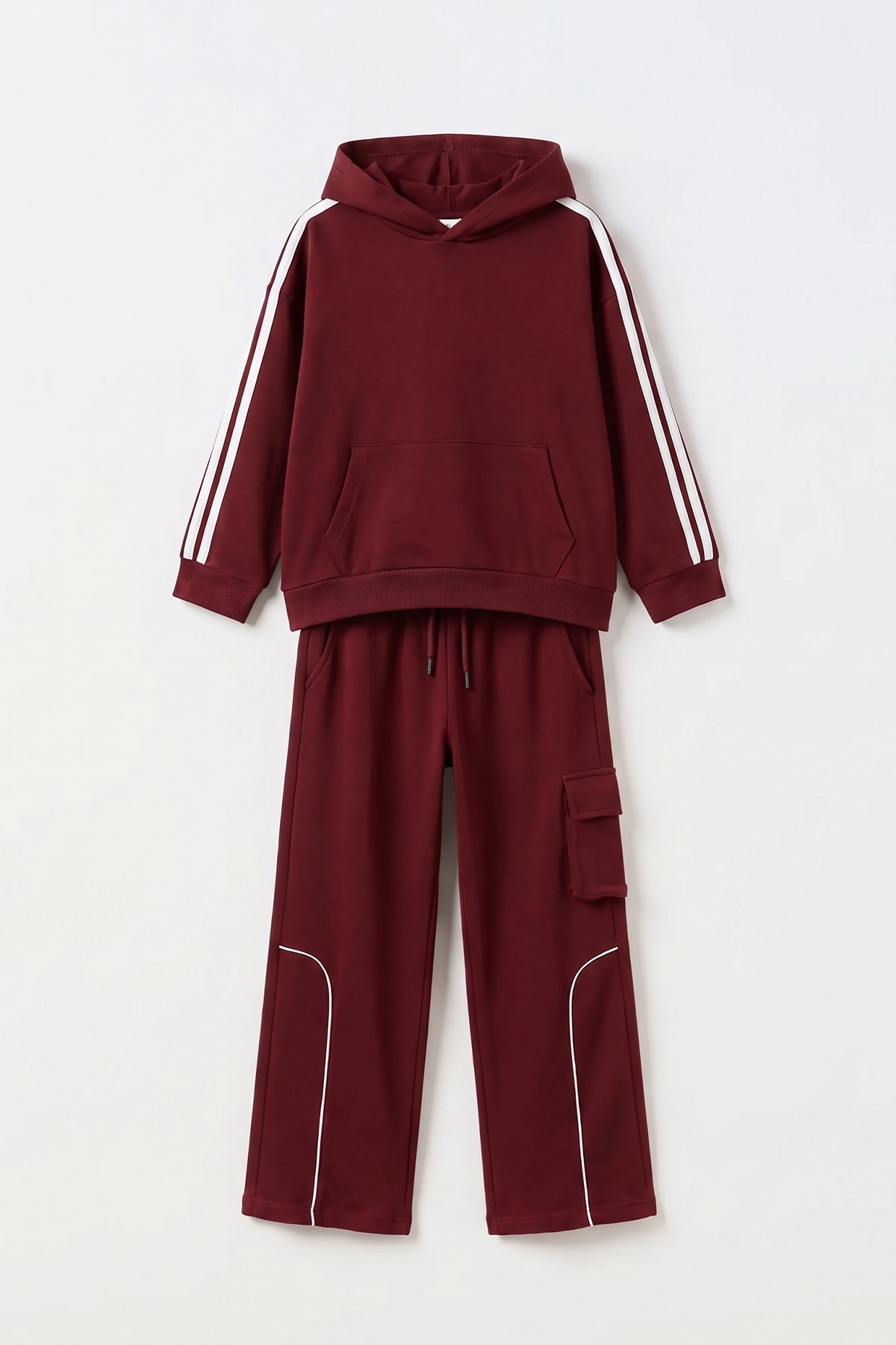 Bordo (10-15 Yaş) Kapüşonlu Kanguru Cepli Oysho Kız Çocuk Takım 497517
