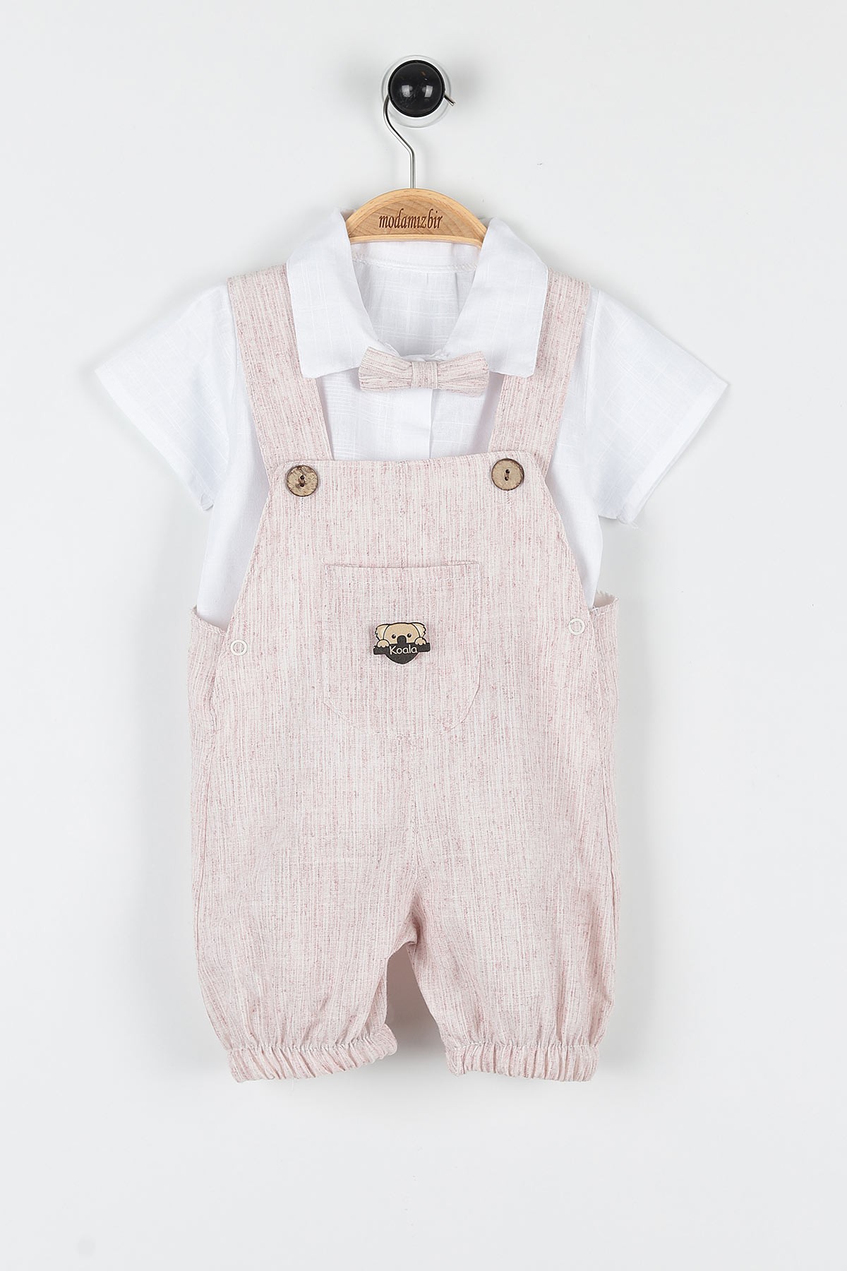Bordo (12-24 Ay) Koala Motifli Cep Detaylı Papyonlu Erkek Bebe Takım 169431