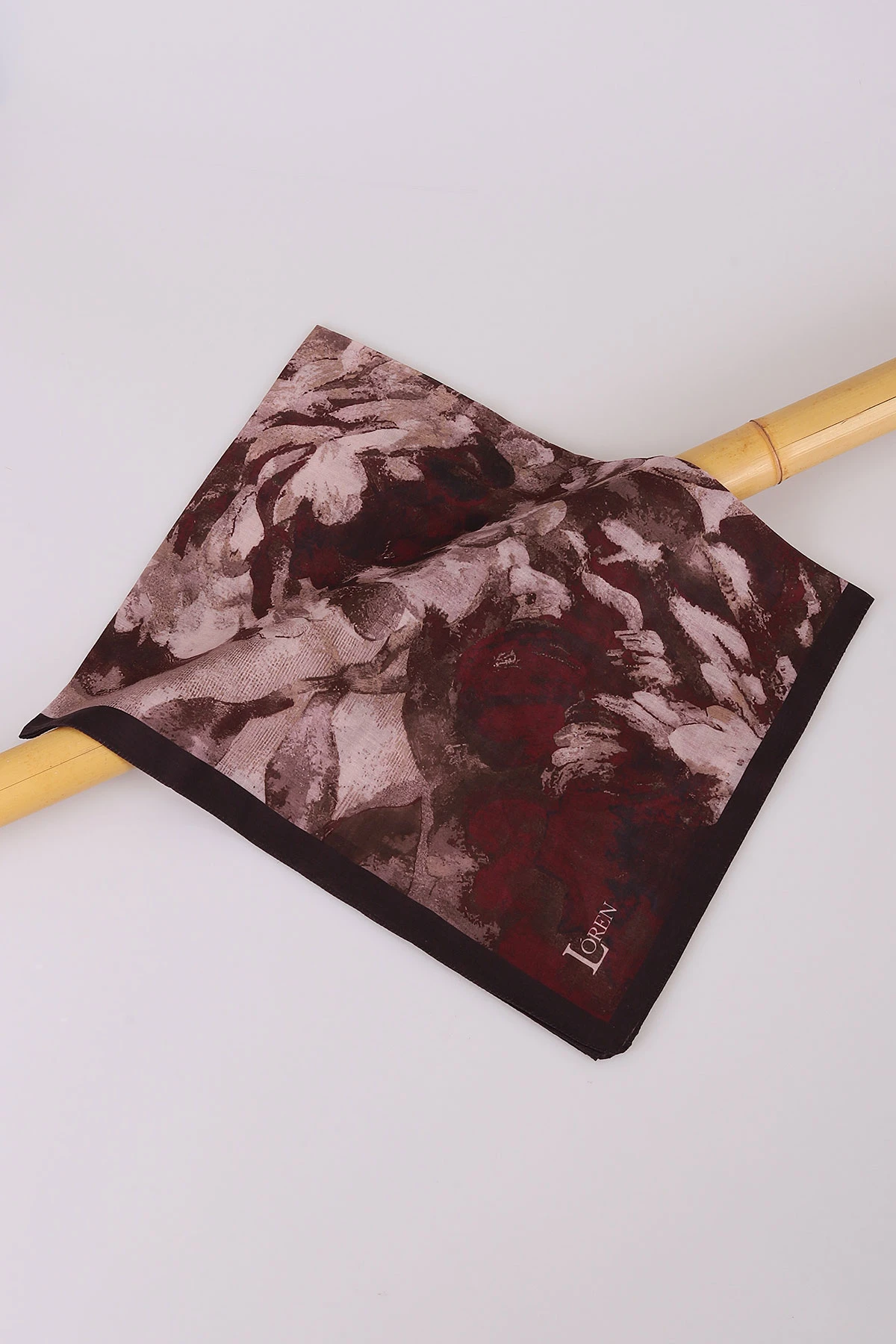 Bordo 180X70 cm Dijital Baskı Luna Desenli Pamuk Şal 420486