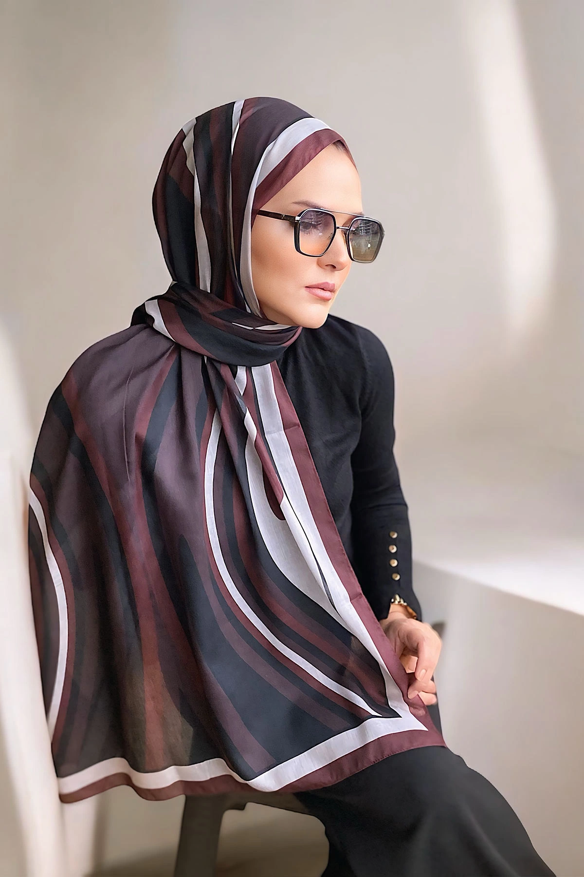 Bordo 180x70 Desenli Dijital Baskılı Pamuk Şal 323048