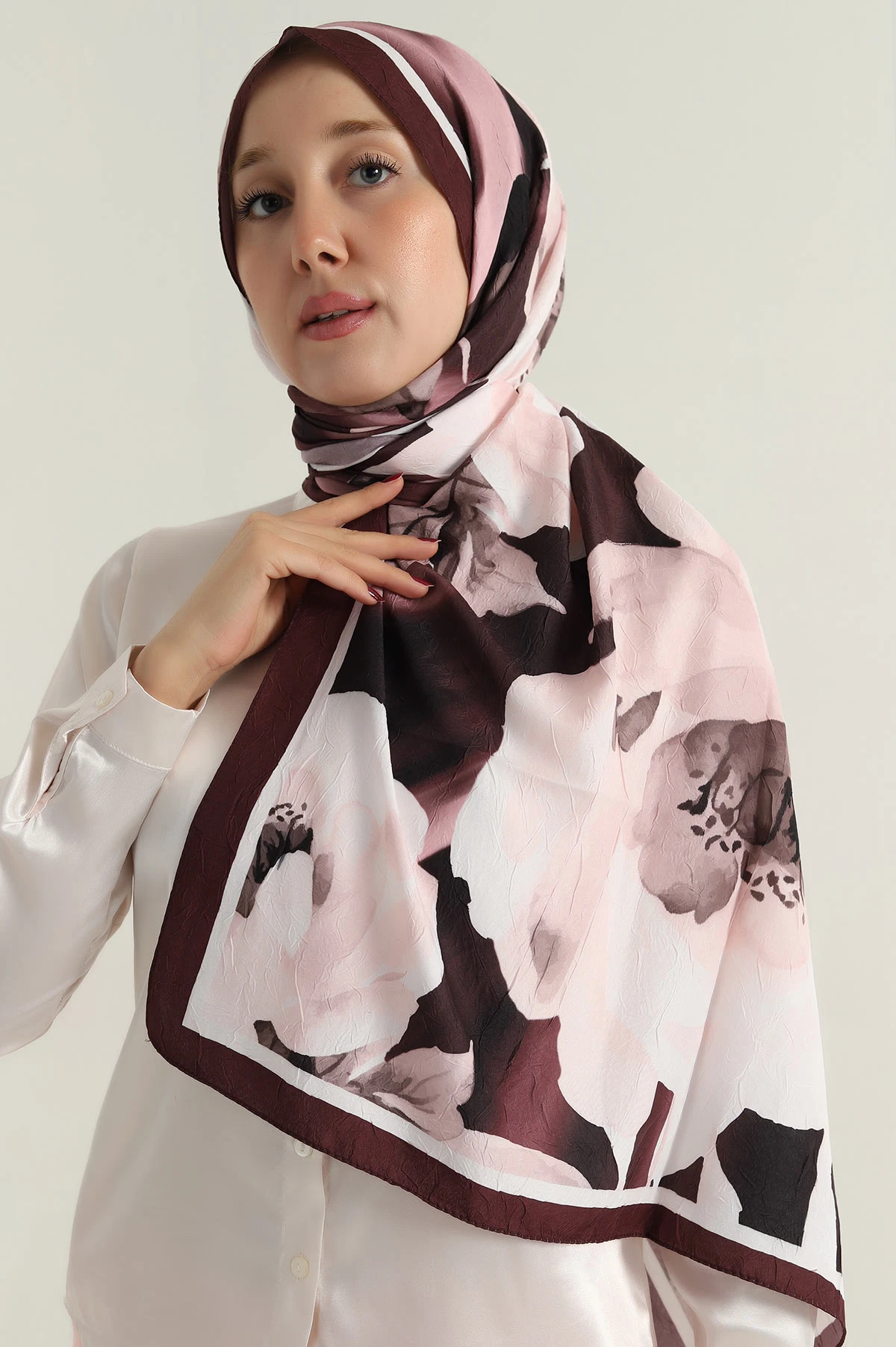 Bordo 180x75 Cm Our Fashion Dijital Baskılı Desenli Bambu Kraş Şal 396747